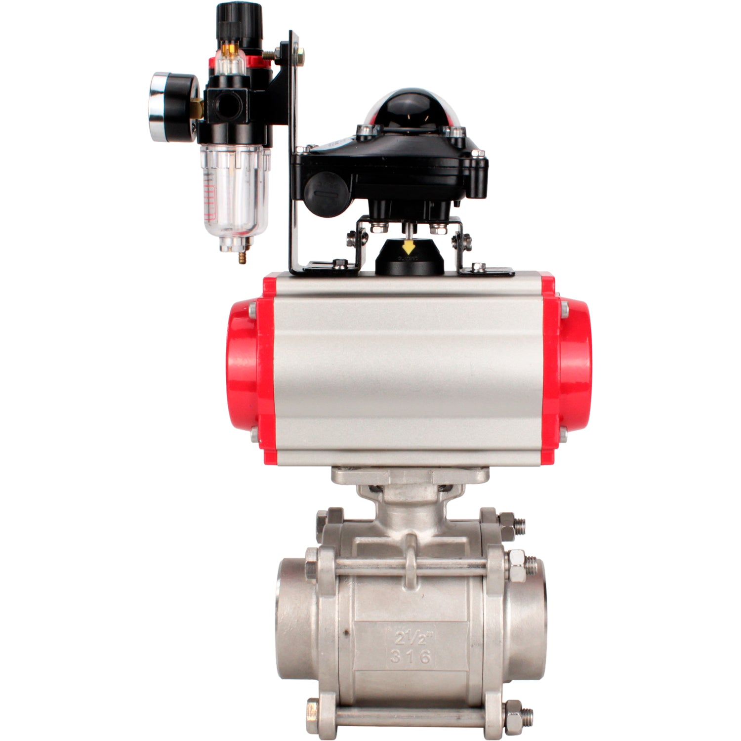 Ball valves Elephant BV3232P(3pc)-FP-W-ISO-H WDVF DN15-32 63 bar full bore, body - 316 stainless steel, seal - PTFE, for welding, with PA-SA pneumatic actuator, pneumatic distributor 4M310-08 NAMUR 24V, LSU APL-210N, ATU AFC2000