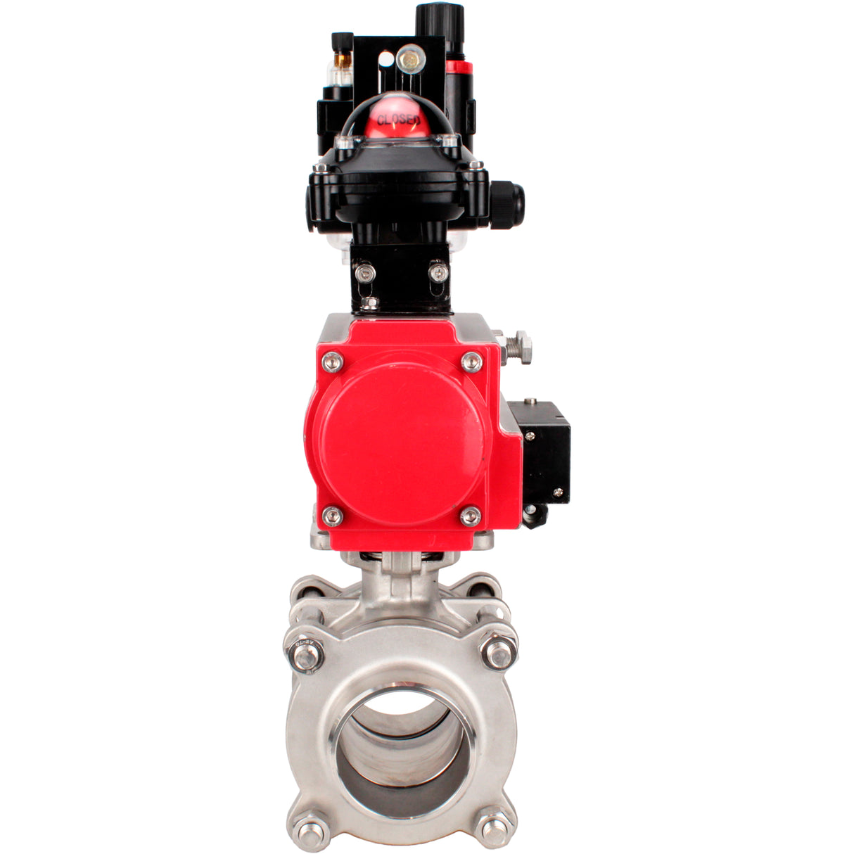 Ball valves Elephant BV3232P(3pc)-FP-W-ISO-H WDVF DN15-32 63 bar full bore, body - 316 stainless steel, seal - PTFE, for welding, with PA-SA pneumatic actuator, pneumatic distributor 4M310-08 NAMUR 24V, LSU APL-210N, ATU AFC2000