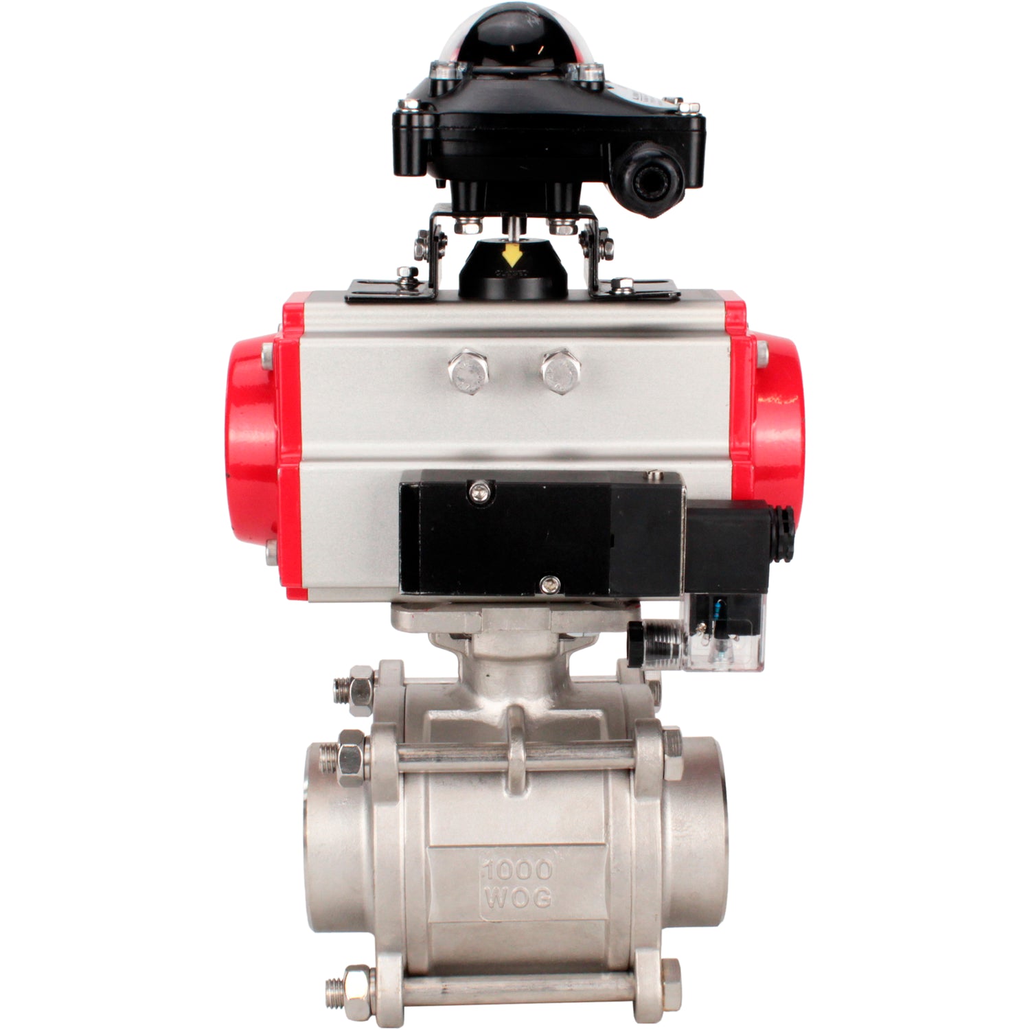 Ball valves Elephant BV3232P(3pc)-FP-W-ISO-H WDVF DN15-32 63 bar full bore, body - 316 stainless steel, seal - PTFE, for welding, with PA-SA pneumatic actuator, pneumatic distributor 4M310-08 NAMUR 24V, LSU APL-210N