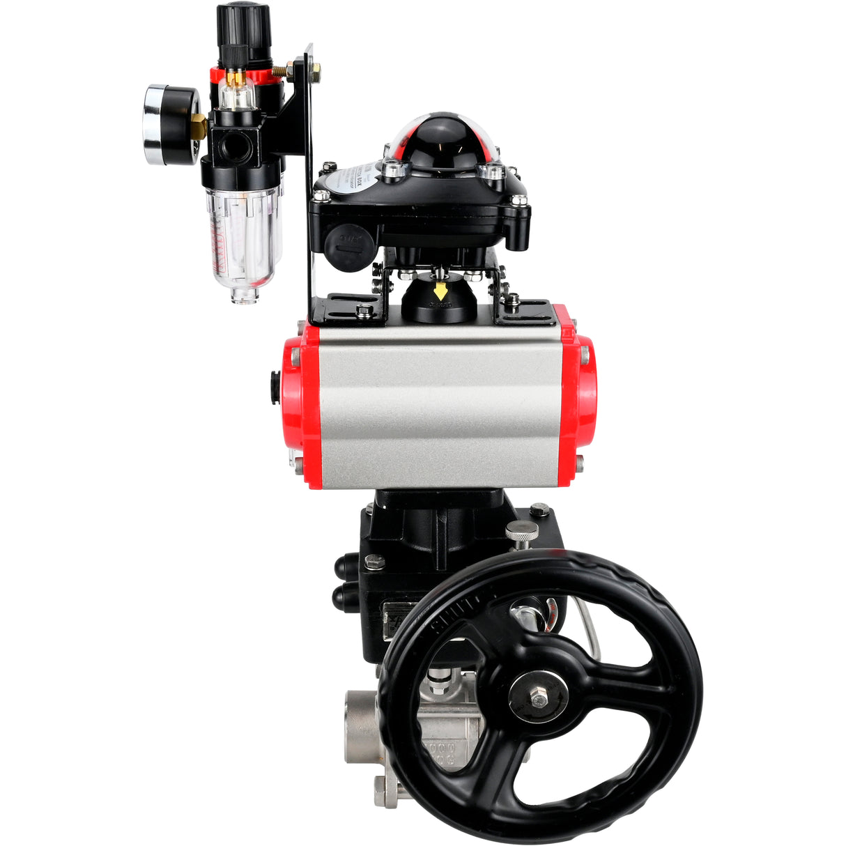 Ball valves Elephant BV3232P(3pc)-FP-W-ISO-H WDVF DN15-32 63 bar full bore, 316 stainless steel, seal - PTFE, for welding, with PA-DA pneumatic actuator, pneumatic distributor 4M310-08 NAMUR 220V, LSU APL-210N, manual backup for MON, ATU AFC2000