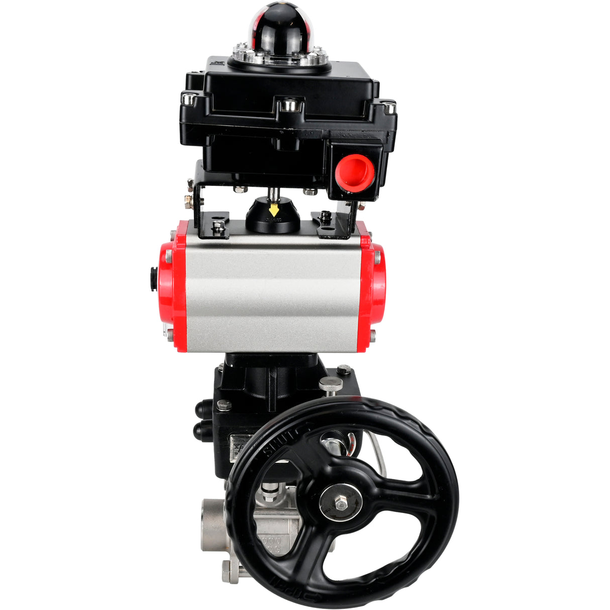 Ball valves Elephant BV3232P(3pc)-FP-W-ISO-H WDVF DN15-32 63 bar full bore, 316 stainless steel, seal - PTFE, for welding, with PA-DA pneumatic actuator, pneumatic distributor 4M310-08 NAMUR 24V, LSU APL-410N EX, manual backup for MON