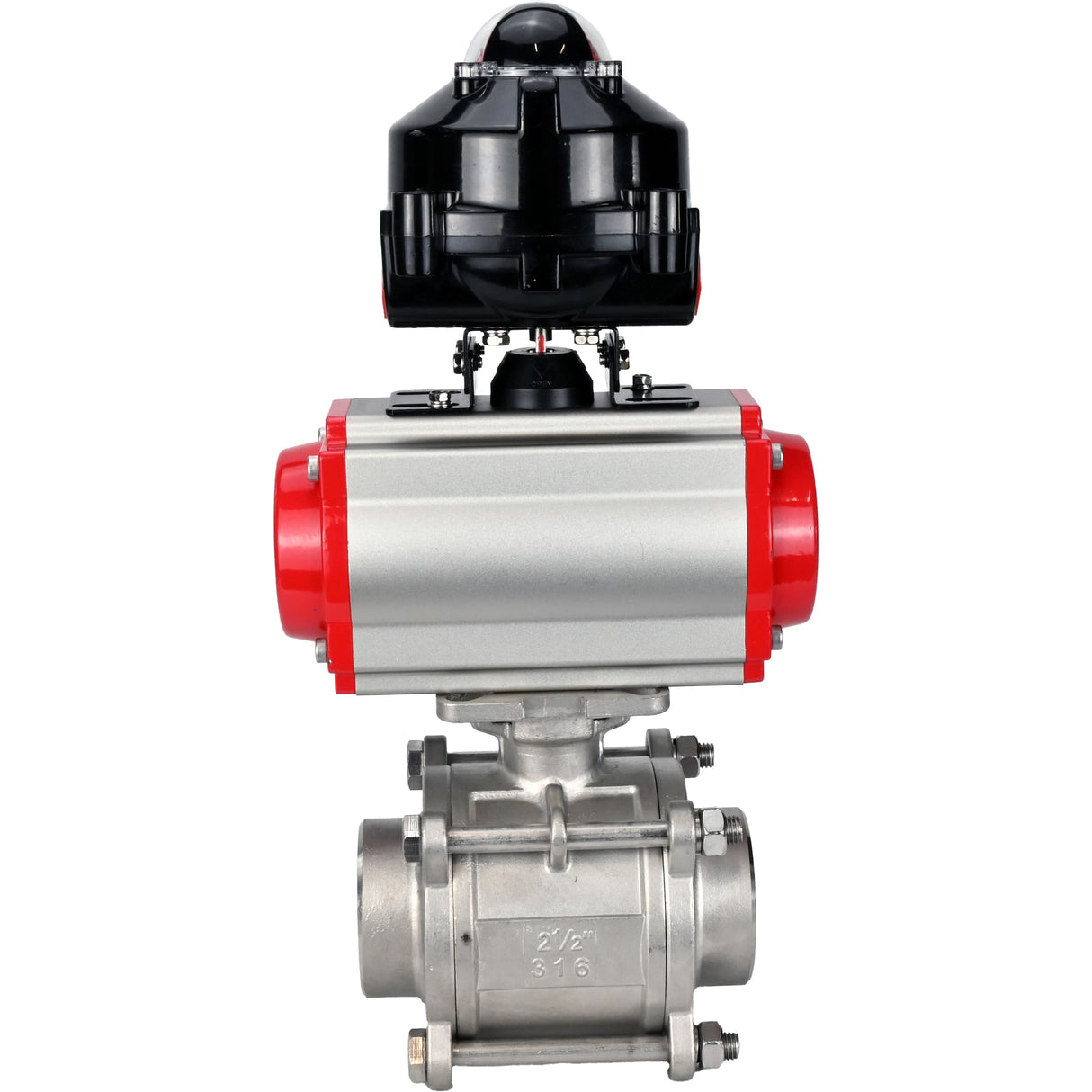 Ball valves Elephant BV3232P(3pc)-FP-W-ISO-H WDVF DN15-32 63 bar full bore, body - 316 stainless steel, seal - PTFE, for welding, with PA-SA pneumatic actuator, pneumatic distributor 4M310-08 NAMUR 220V, LSU APL-510N EX