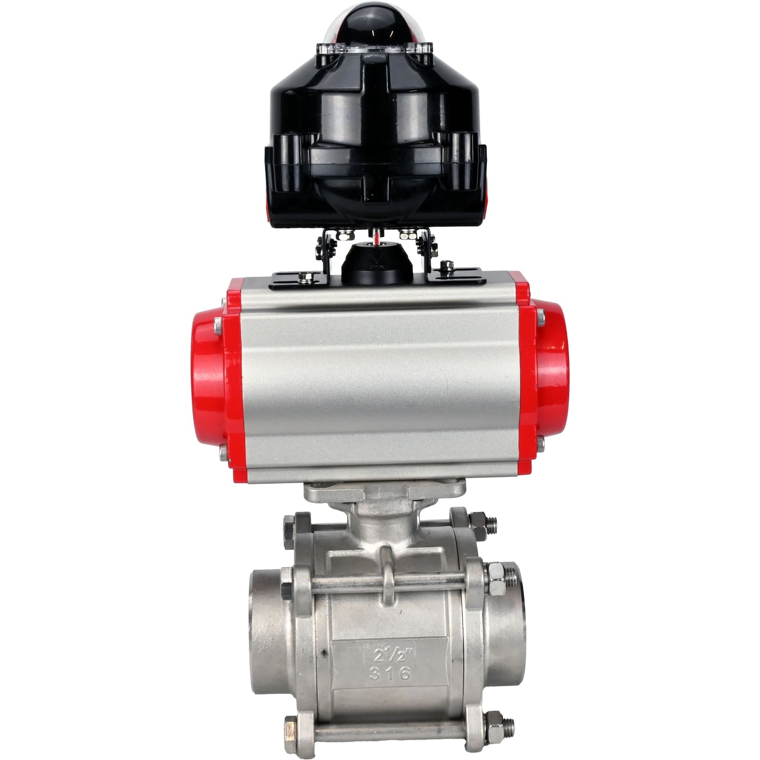 Ball valves Elephant BV3232P(3pc)-FP-W-ISO-H WDVF DN15-32 63 bar full bore, body - 316 stainless steel, seal - PTFE, for welding, with PA-SA pneumatic actuator, pneumatic distributor 4M310-08 NAMUR 220V, LSU APL-510N EX