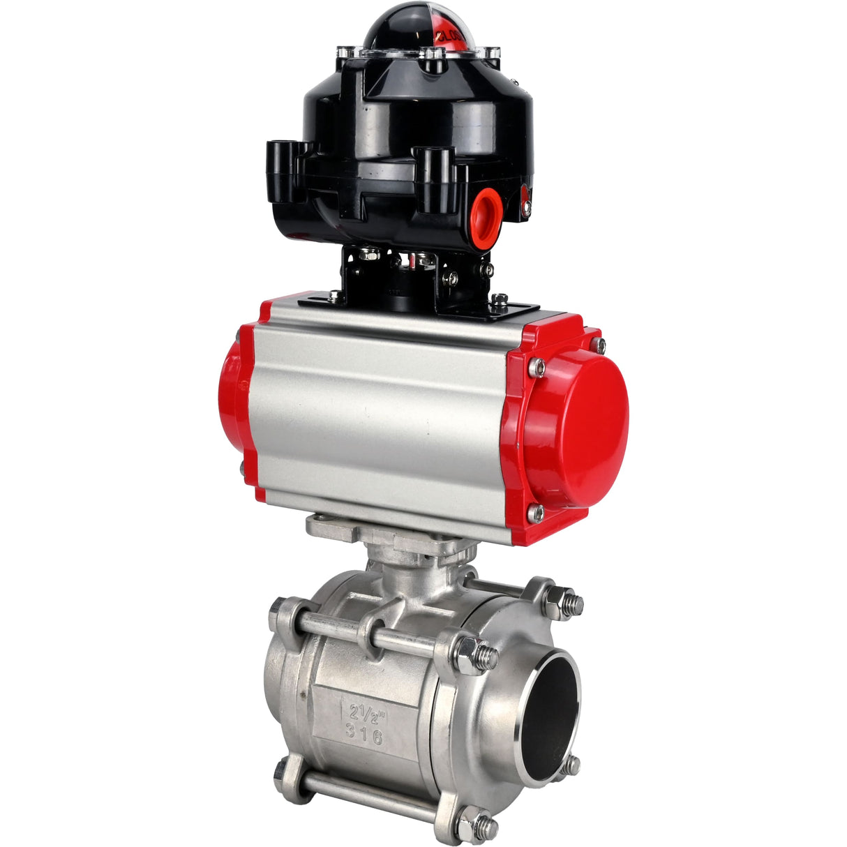 Ball valves Elephant BV3232P(3pc)-FP-W-ISO-H WDVF DN15-32 63 bar full bore, body - 316 stainless steel, seal - PTFE, for welding, with PA-SA pneumatic actuator, pneumatic distributor 4M310-08 NAMUR 220V, LSU APL-510N EX