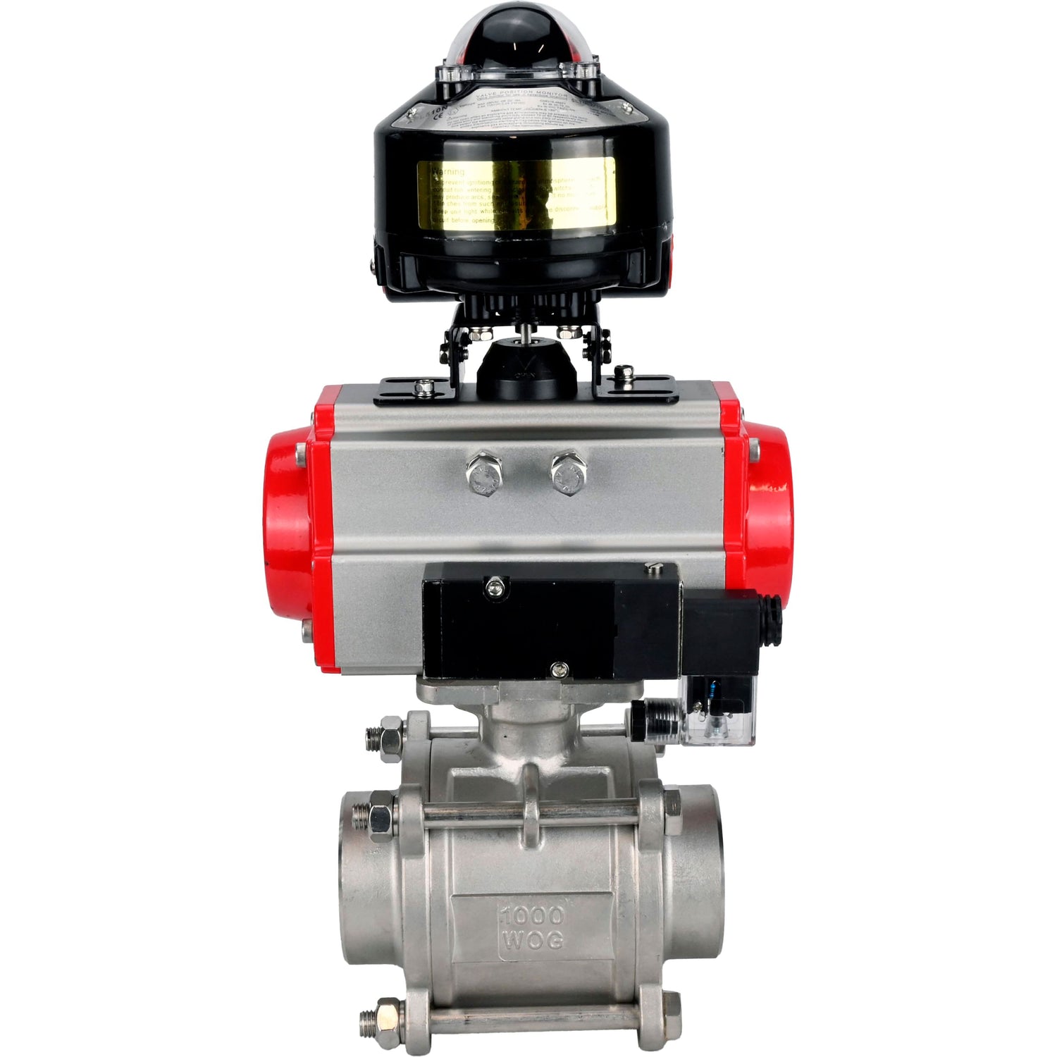 Ball valves Elephant BV3232P(3pc)-FP-W-ISO-H WDVF DN15-32 63 bar full bore, body - 316 stainless steel, seal - PTFE, for welding, with PA-SA pneumatic actuator, pneumatic distributor 4M310-08 NAMUR 220V, LSU APL-510N EX
