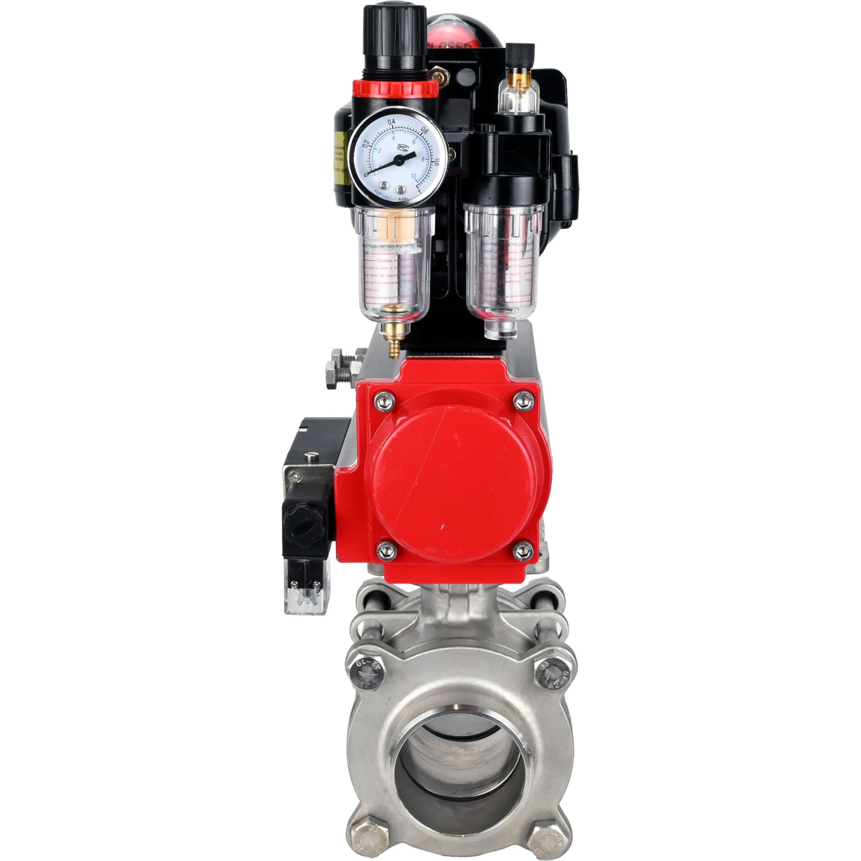 Ball valves Elephant BV3232P(3pc)-FP-W-ISO-H WDVF DN15-32 63 bar full bore, body - 316 stainless steel, seal - PTFE, for welding, with PA-SA pneumatic actuator, pneumatic distributor 4M310-08 NAMUR 220V, LSU APL-510N EX, ATU AFC2000