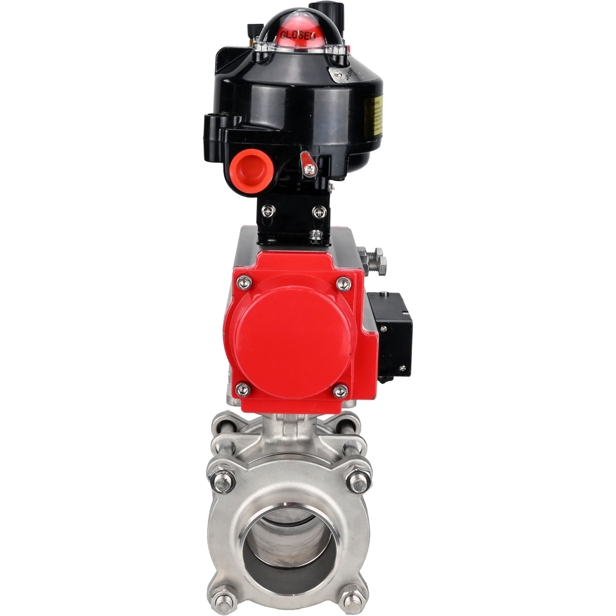 Ball valves Elephant BV3232P(3pc)-FP-W-ISO-H WDVF DN15-32 63 bar full bore, body - 316 stainless steel, seal - PTFE, for welding, with PA-SA pneumatic actuator, pneumatic distributor 4M310-08 NAMUR 220V, LSU APL-510N EX, ATU AFC2000