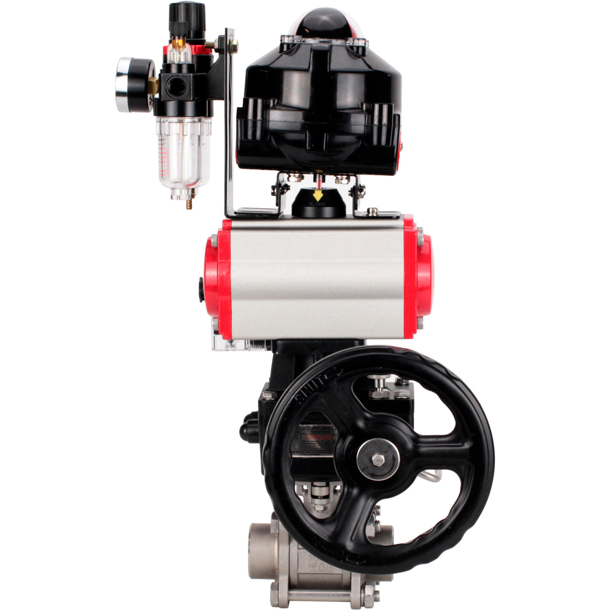 Ball valves Elephant BV3232P(3pc)-FP-W-ISO-H WDVF DN15-32 63 bar full bore, 316 stainless steel, PTFE, for welding, with PA-DA pneumatic actuator, pneumatic distributor 4M310-08 NAMUR 220V, LSU APL-510N EX, manual backup for MON, ATU AFC2000