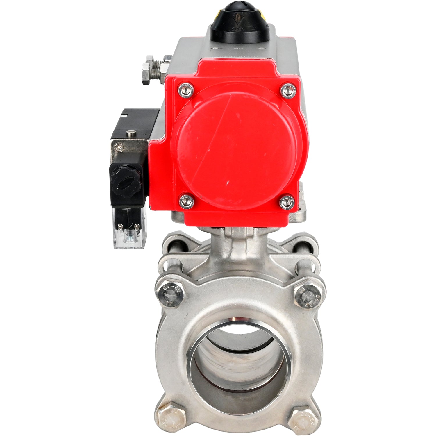 Ball valves Elephant BV3232P(3pc)-FP-W-ISO-H WDVF DN15-32 63 bar full bore, body - 316 stainless steel, seal - PTFE, for welding, with PA-SA pneumatic actuator, pneumatic distributor 4M310-08 NAMUR 220V