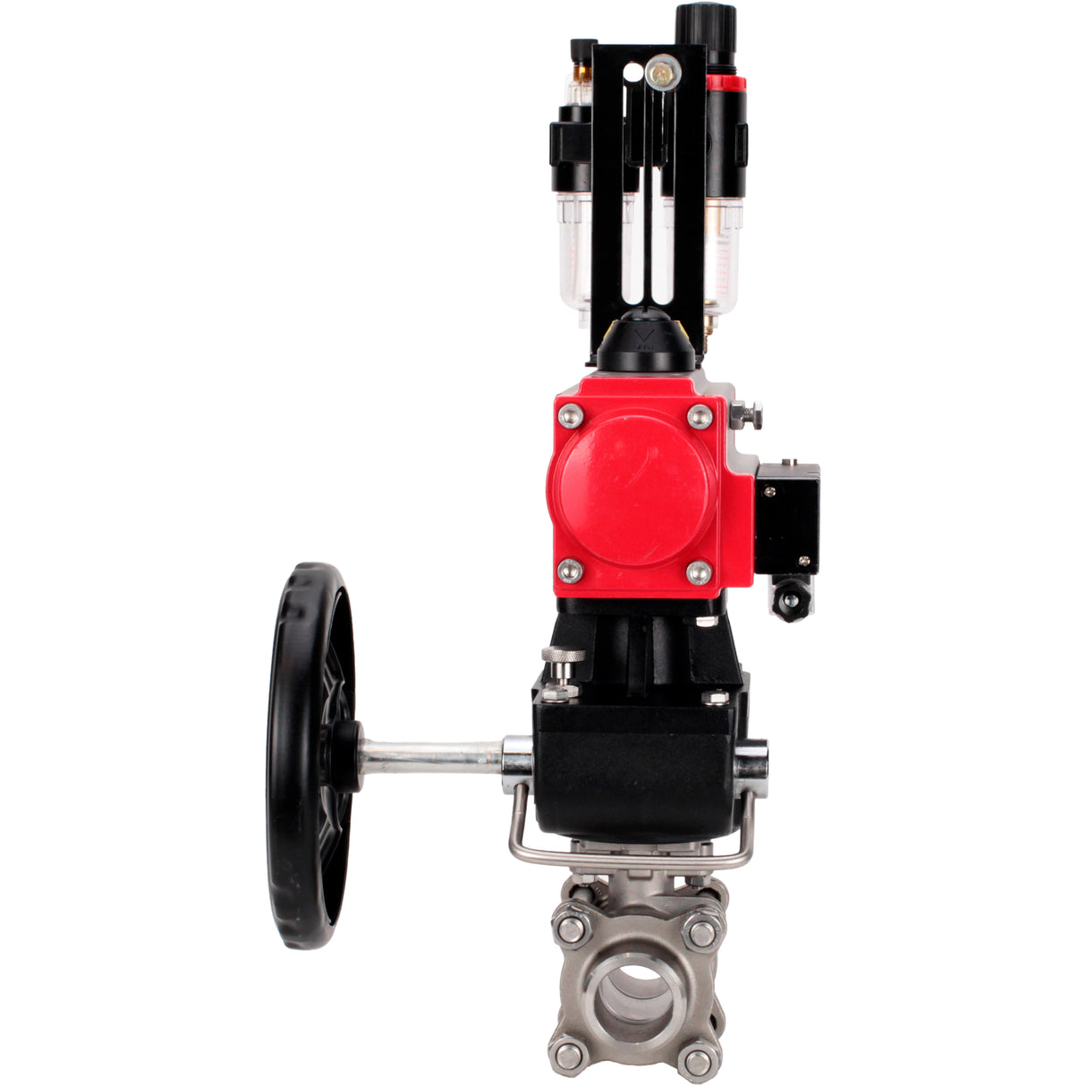 Ball valves Elephant BV3232P(3pc)-FP-W-ISO-H WDVF DN15-32 63 bar full bore, 316 stainless steel, seal - PTFE, for welding, with PA-DA pneumatic actuator, pneumatic distributor 4M310-08 NAMUR 220V, manual backup for MON, ATU AFC2000