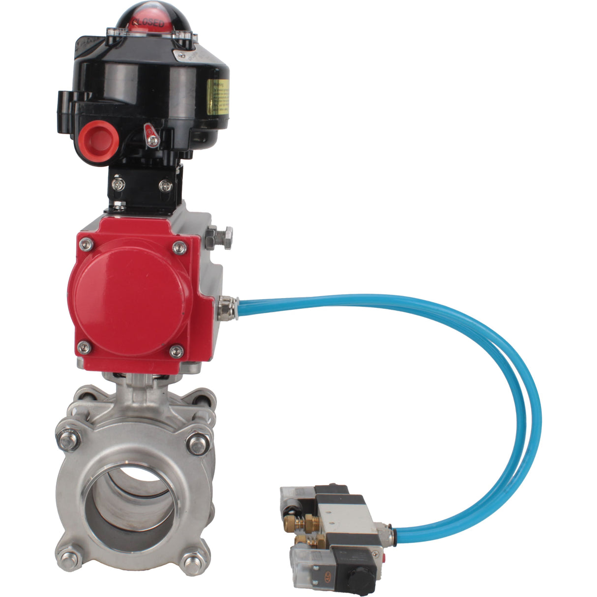 Ball valves Elephant BV3232P(3pc)-FP-W-ISO-H WDVF DN15-32 63 bar full bore, body - 316 stainless steel, seal - PTFE, for welding, with PA-SA pneumatic actuator, pneumatic distributor 4V320-08 220V, LSU APL-510N EX