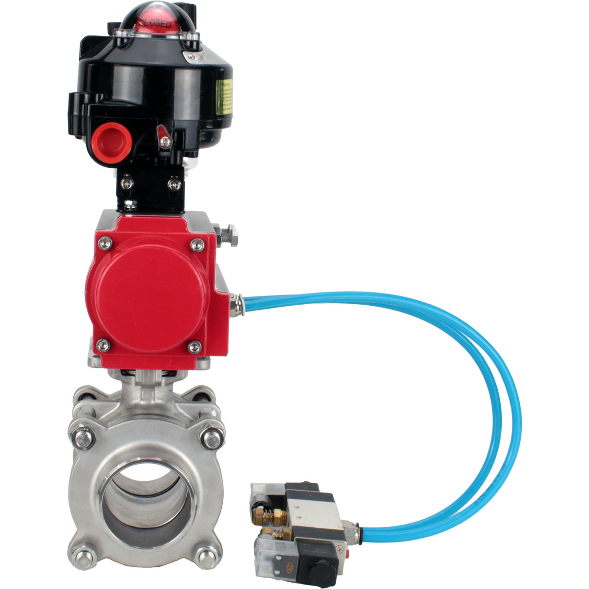 Ball valves Elephant BV3232P(3pc)-FP-W-ISO-H WDVF DN15-32 63 bar full bore, body - 316 stainless steel, seal - PTFE, for welding, with PA-SA pneumatic actuator, pneumatic distributor 4V320-10 220V, LSU APL-510N EX, ATU AFC2000