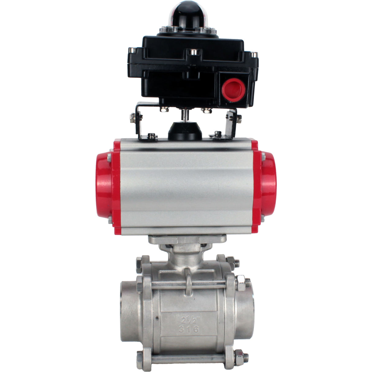 Ball valves Elephant BV3232P(3pc)-FP-W-ISO-H WDVF DN15-32 63 bar full bore, body - 316 stainless steel, seal - PTFE, for welding, with PA-SA pneumatic actuator, LSU APL-410N EX