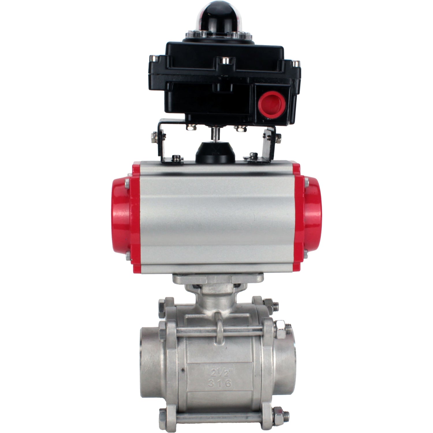 Ball valves Elephant BV3232P(3pc)-FP-W-ISO-H WDVF DN15-32 63 bar full bore, body - 316 stainless steel, seal - PTFE, for welding, with PA-SA pneumatic actuator, LSU APL-410N EX