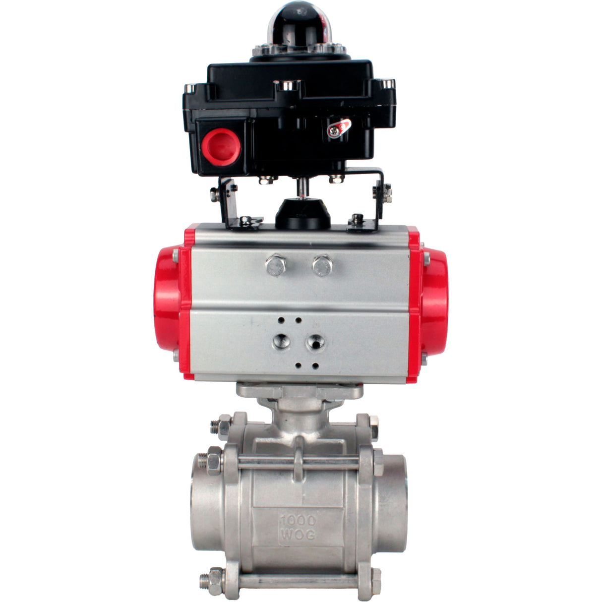 Ball valves Elephant BV3232P(3pc)-FP-W-ISO-H WDVF DN15-32 63 bar full bore, body - 316 stainless steel, seal - PTFE, for welding, with PA-SA pneumatic actuator, LSU APL-410N EX