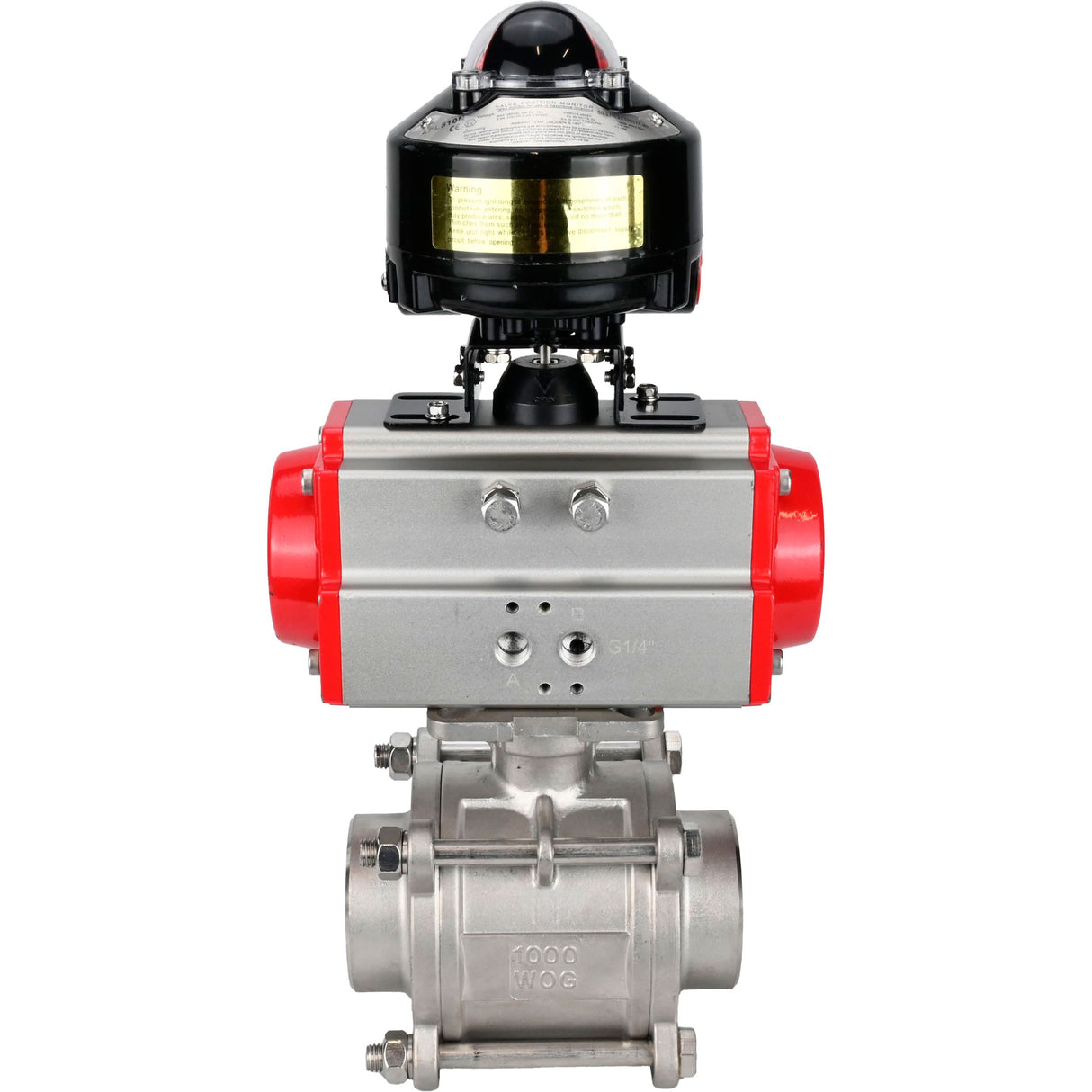 Ball valves Elephant BV3232P(3pc)-FP-W-ISO-H WDVF DN15-32 63 bar full bore, body - 316 stainless steel, seal - PTFE, for welding, with PA-SA pneumatic actuator, LSU APL-510N EX