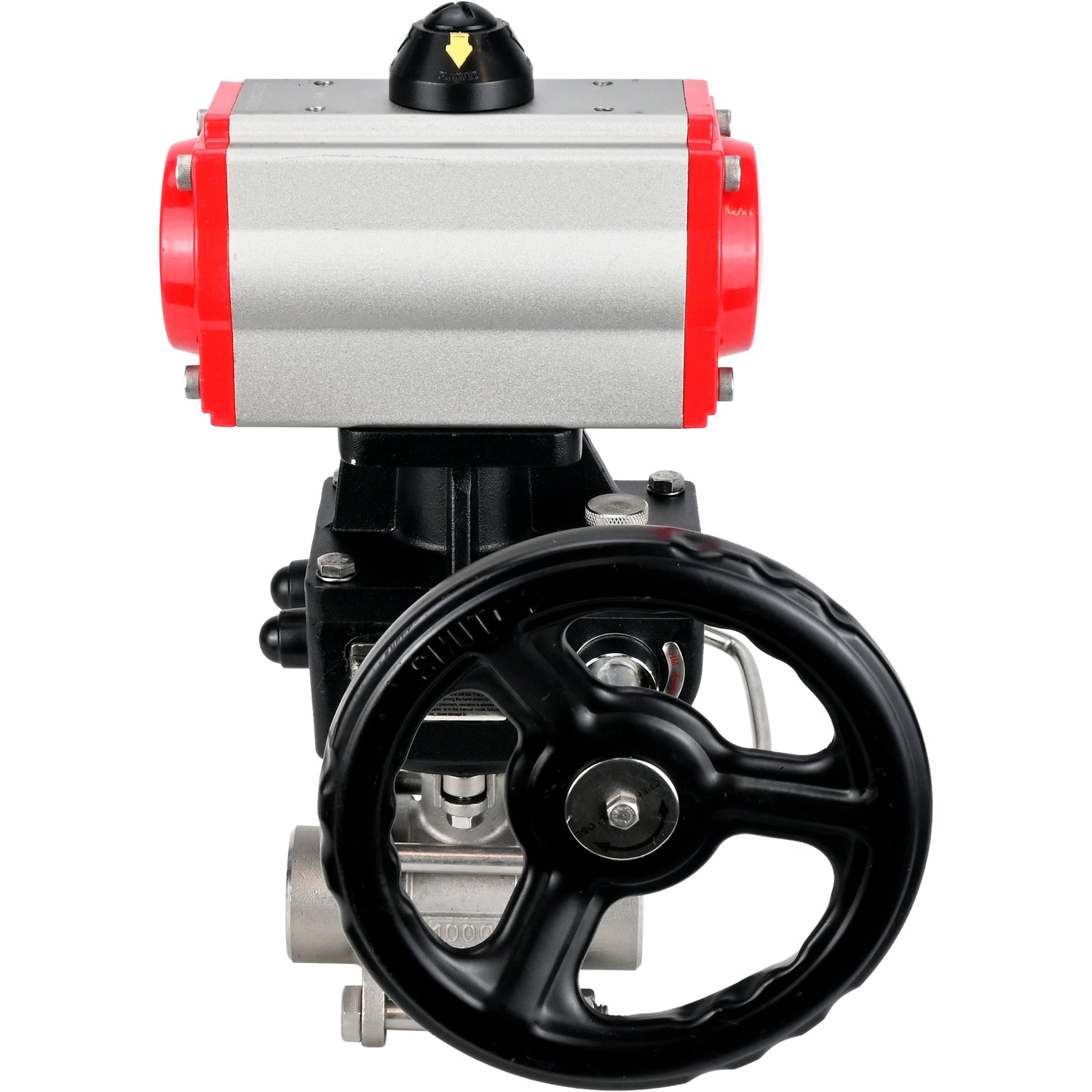 Ball valves Elephant BV3232P(3pc)-FP-W-ISO-H WDVF DN15-32 63 bar full bore, body - 316 stainless steel, seal - PTFE, for welding, with PA-DA pneumatic actuator, manual backup for MON