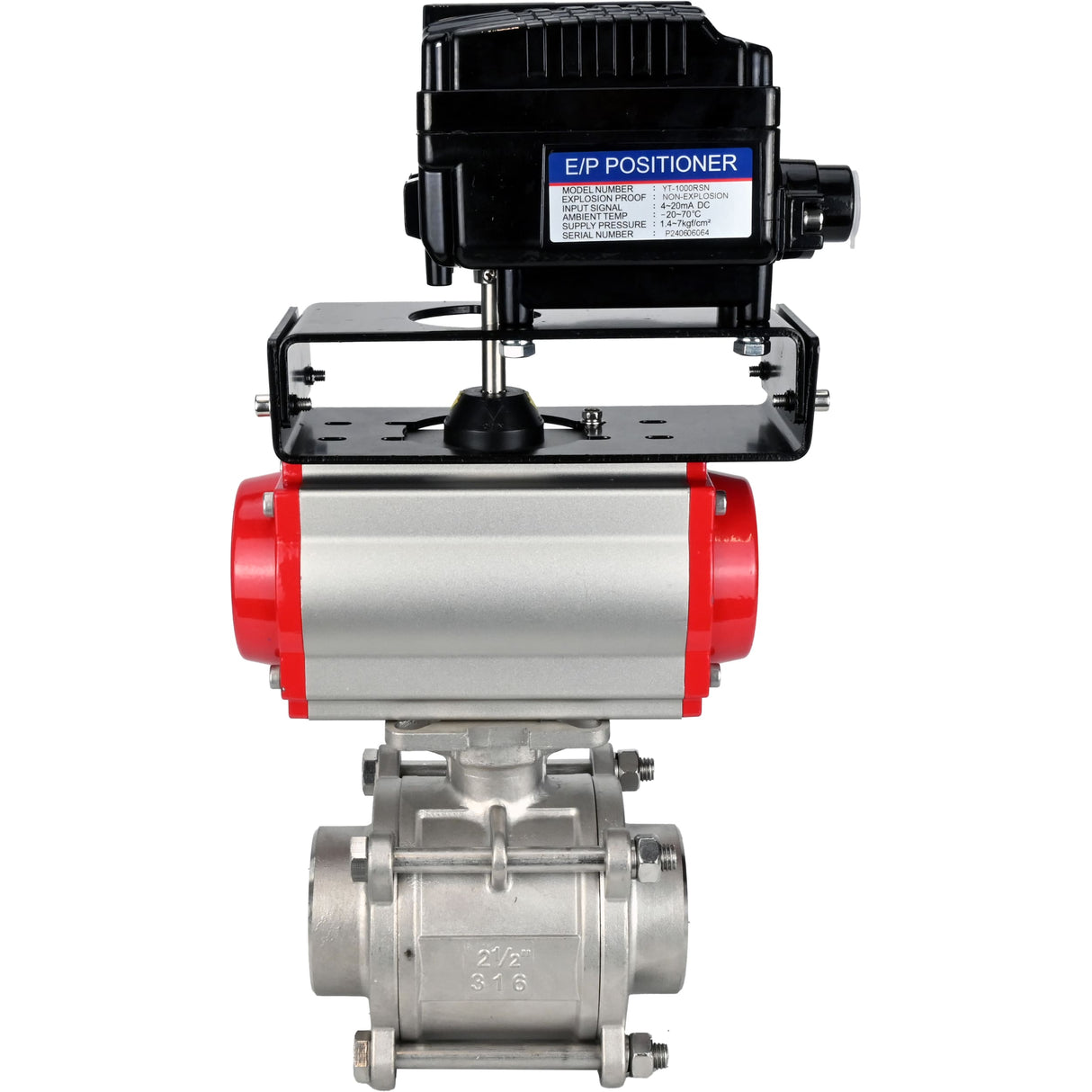 Ball valves Elephant BV3232P(3pc)-FP-W-ISO-H WDVF DN15-32 63 bar full bore, 316 stainless steel, seal - PTFE, for welding, with PA-DA pneumatic actuator, YT-1000RSN electro-pneumatic rotary positioner with feedback