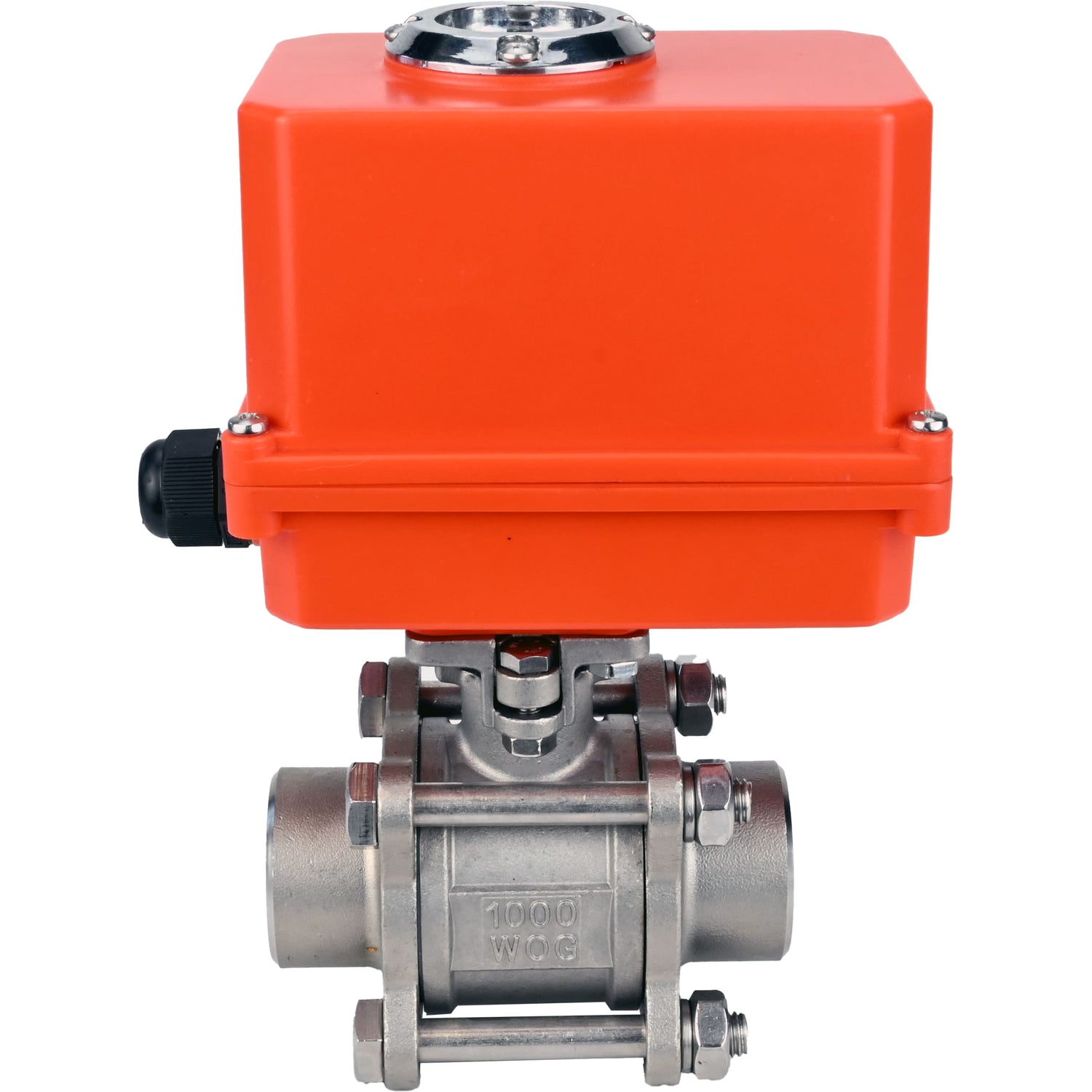 Ball valves Elephant BV3232P(3pc)-FP-W-ISO-H WDVF DN15-32 63 bar full bore, body - 316 stainless steel, seal - PTFE, for welding, with a 1/4-turn electric drive Elephant QT-N-EM-O1-220VAC-U1 MINI