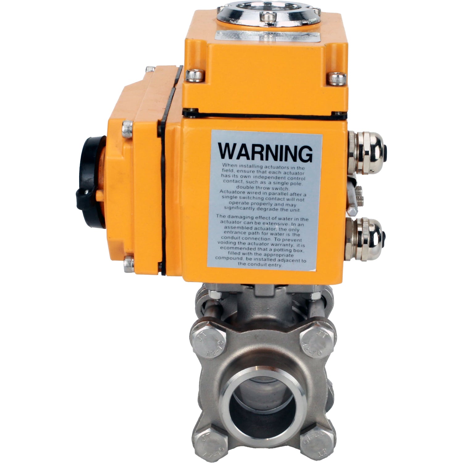 Ball valves Elephant BV3232P(3pc)-FP-W-ISO-H WDVF DN15-32 63 bar full bore, body - 316 stainless steel, seal - PTFE, for welding, with a 1/4-turn electric drive Elephant QT-N-EM-O1-220VAC-U1