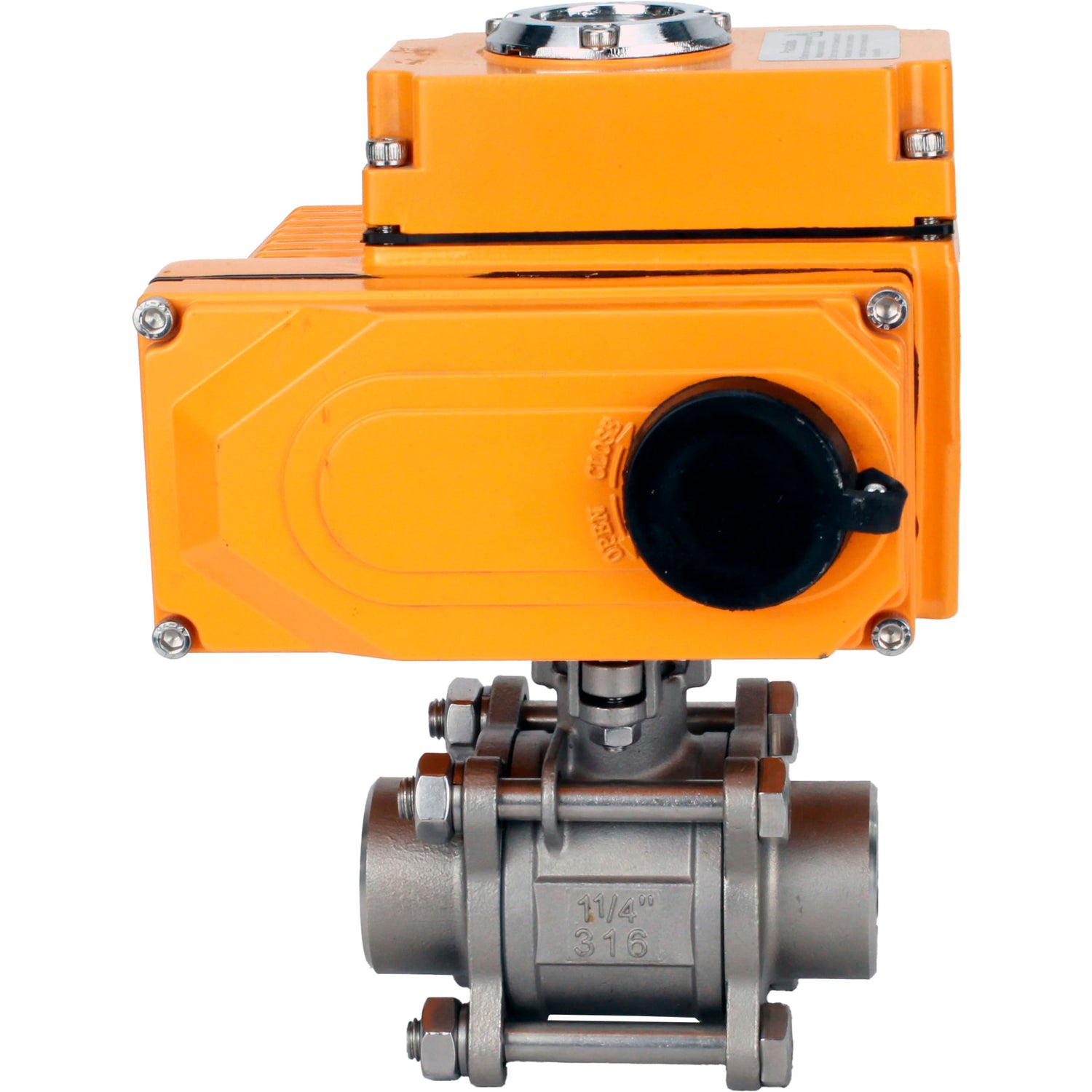 Ball valves Elephant BV3232P(3pc)-FP-W-ISO-H WDVF DN15-32 63 bar full bore, body - 316 stainless steel, seal - PTFE, for welding, with a 1/4-turn electric drive Elephant QT-N-EM-O1-220VAC-U1