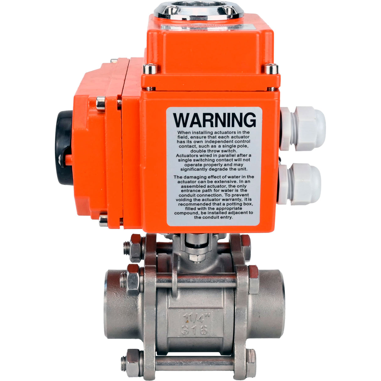 Ball valves Elephant BV3232P(3pc)-FP-W-ISO-H WDVF DN15-32 63 bar full bore, body - 316 stainless steel, seal - PTFE, for welding, with a 1/4-turn electric drive Elephant QT-N-EM-O1-24VDC-U1 HARK