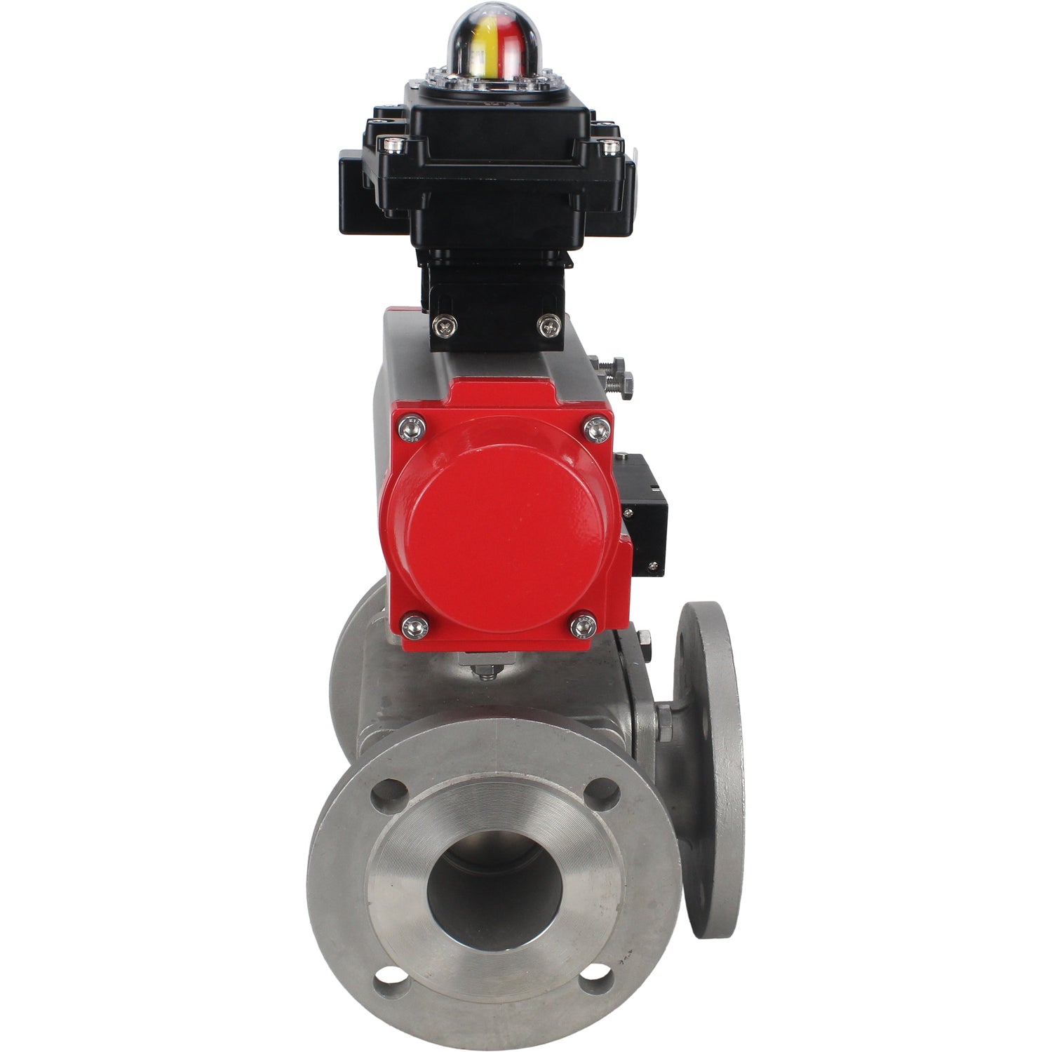 Ball valves Elephant BV3232P(4pc)-FP-3WL-F-ISO-H 16 bar full bore, flanged, body - stainless steel SS316, ISO flange F03/F04-F10/F12, square 9x9-19x19, with pneumatic drive PA-SA, pneumatic valve 4M310-08 24V and LSU APL-410N EX