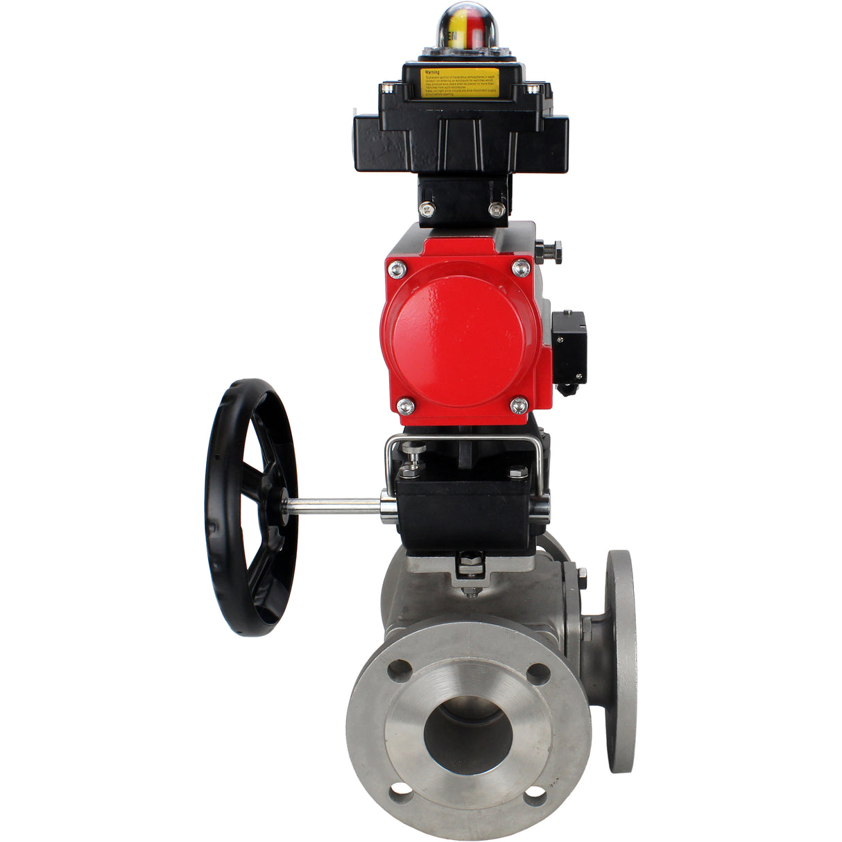 Ball valves Elephant BV3232P(4pc)-FP-3WL-F-ISO-H 16 bar full bore, flanged, stainless steel body. steel SS316, ISO flange F03/F04-F10/F12, square 9x9-19x19, with pneumatic actuator PA-DA, PN/distributor 4M310-08 220V, LSU APL-410N EX and Doubler MON3-700-