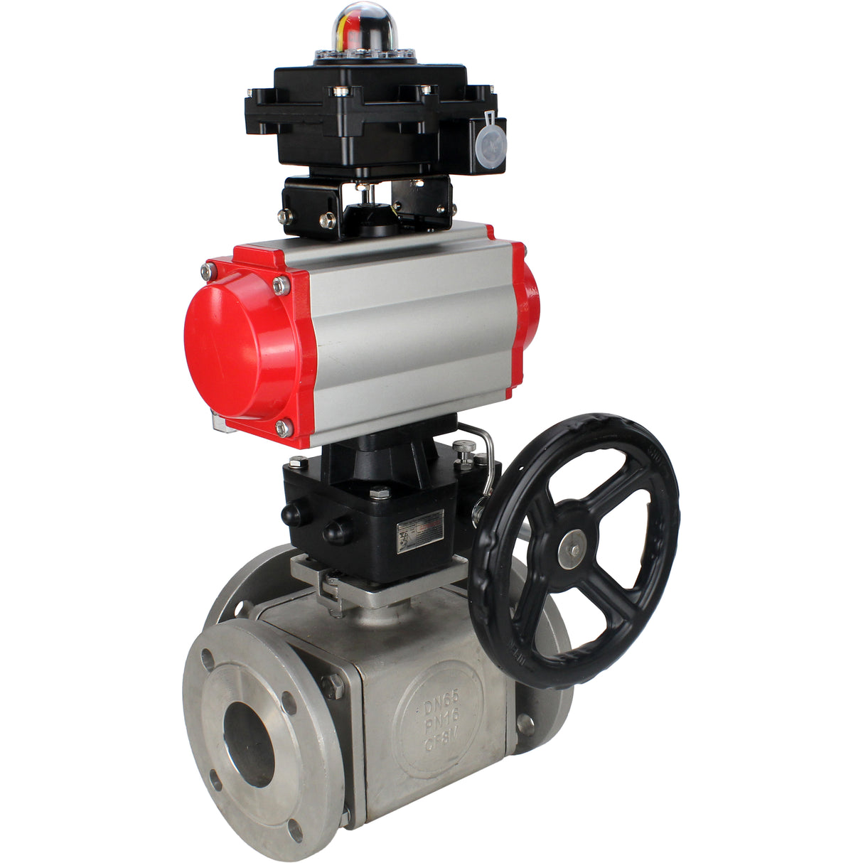 Ball valves Elephant BV3232P(4pc)-FP-3WL-F-ISO-H 16 bar full bore, flanged, stainless steel body. steel SS316, ISO flange F03/F04-F10/F12, square 9x9-19x19, with pneumatic actuator PA-DA, PN/distributor 4M310-08 220V, LSU APL-410N EX and Doubler MON3-700-