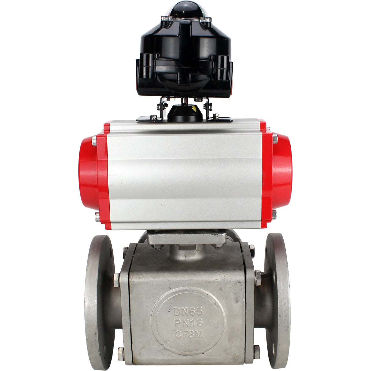 Ball valves Elephant BV3232P(4pc)-FP-3WL-F-ISO-H 16 bar full bore, flanged, body - stainless steel SS316, ISO flange F03/F04-F10/F12, square 9x9-19x19, with pneumatic drive PA-DA, pneumatic distributor 4M310-08 NAMUR 24V and LSU APL-510N EX