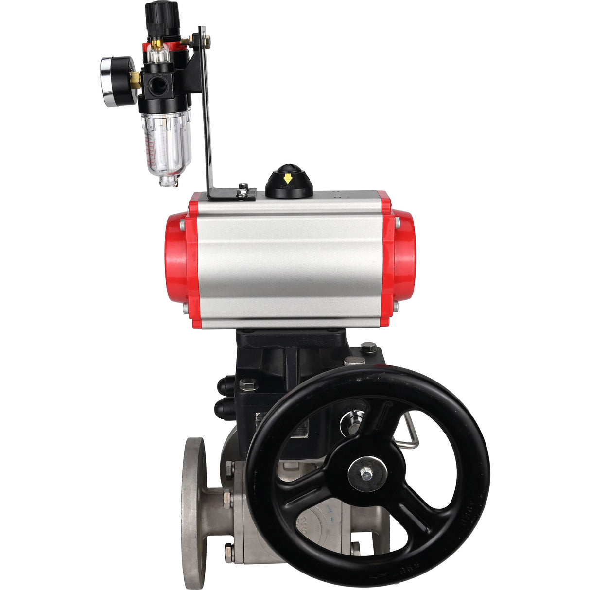 Ball valves Elephant BV3232P(4pc)-FP-3WL-F-ISO-H 16 bar full bore, flanged, body - stainless steel SS316, ISO flange F03/F04-F10/F12, square 9x9-19x19, with pneumatic drive PA-DA, mon/distribution 4M310-08 NAMUR 24V, Doubler MON3-700-T38-ISO and ATU AFC2