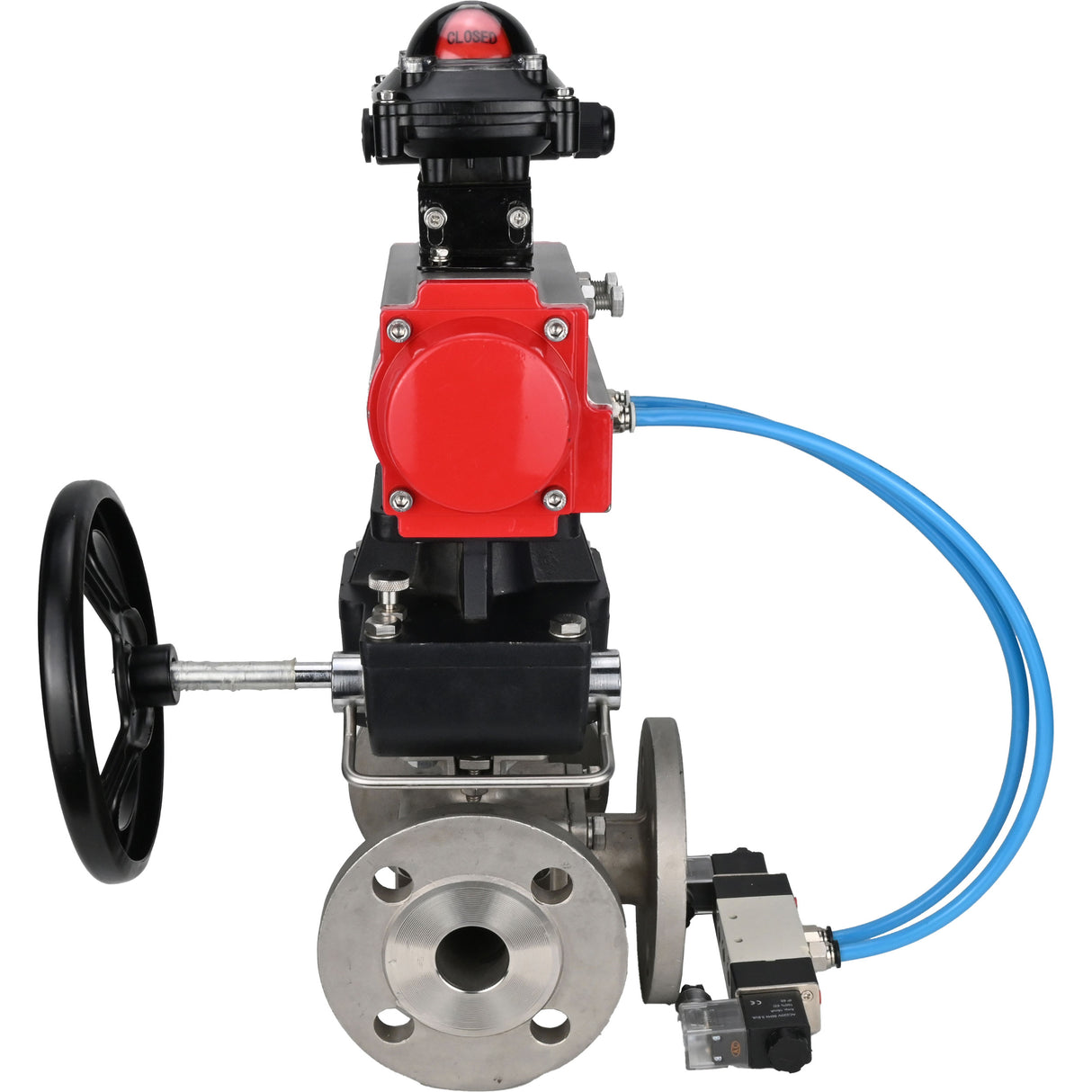 Ball valves Elephant BV3232P(4pc)-FP-3WL-F-ISO-H 16 bar full bore, flanged, body - stainless steel SS316, ISO flange F03/F04-F10/F12, square 9x9-19x19, with pneumatic drive PA-DA, mon/distribution 4V320-10 220V, LSU APL-210N and Doubler MON3-700-T3