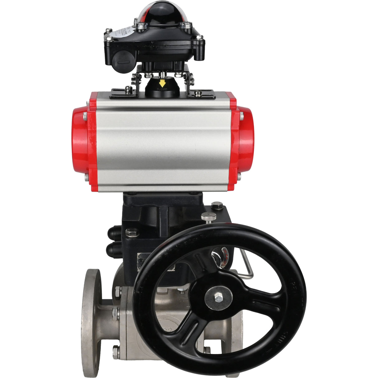 Ball valves Elephant BV3232P(4pc)-FP-3WL-F-ISO-H 16 bar full bore, flanged, body - stainless steel SS316, ISO flange F03/F04-F10/F12, square 9x9-19x19, with pneumatic drive PA-DA, mon/distribution 4V320-10 220V, LSU APL-210N and Doubler MON3-700-T3