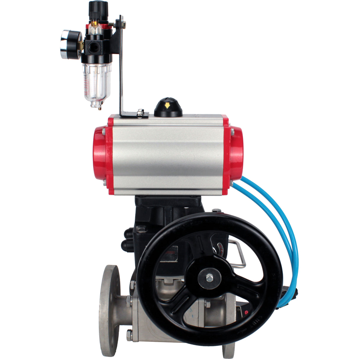 Ball valves Elephant BV3232P(4pc)-FP-3WL-F-ISO-H 16 bar full bore, flanged, body - stainless steel SS316, ISO flange F03/F04-F10/F12, square 9x9-19x19, with pneumatic drive PA-DA, mon/distribution 4V320-8 220V, Doubler MON3-700-T38-ISO and ATU AFC2