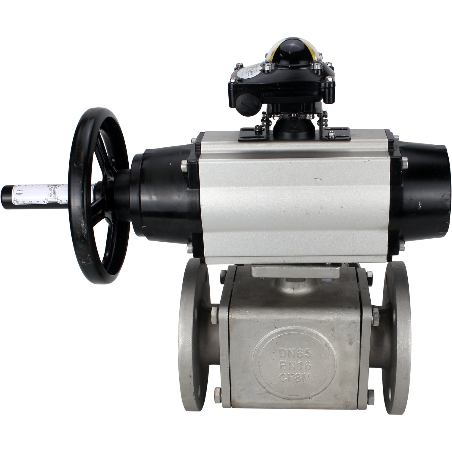 Ball valves Elephant BV3232P(4pc)-FP-3WL-F-ISO-H DN100 16 bar full bore, flanged, body - stainless steel SS316, ISO flange F10/F12, square 19x19, with double pneumatic actuator PA-DA-105-1 action, pneumatic distributor 4M310-08 24V and LSU APL-210N
