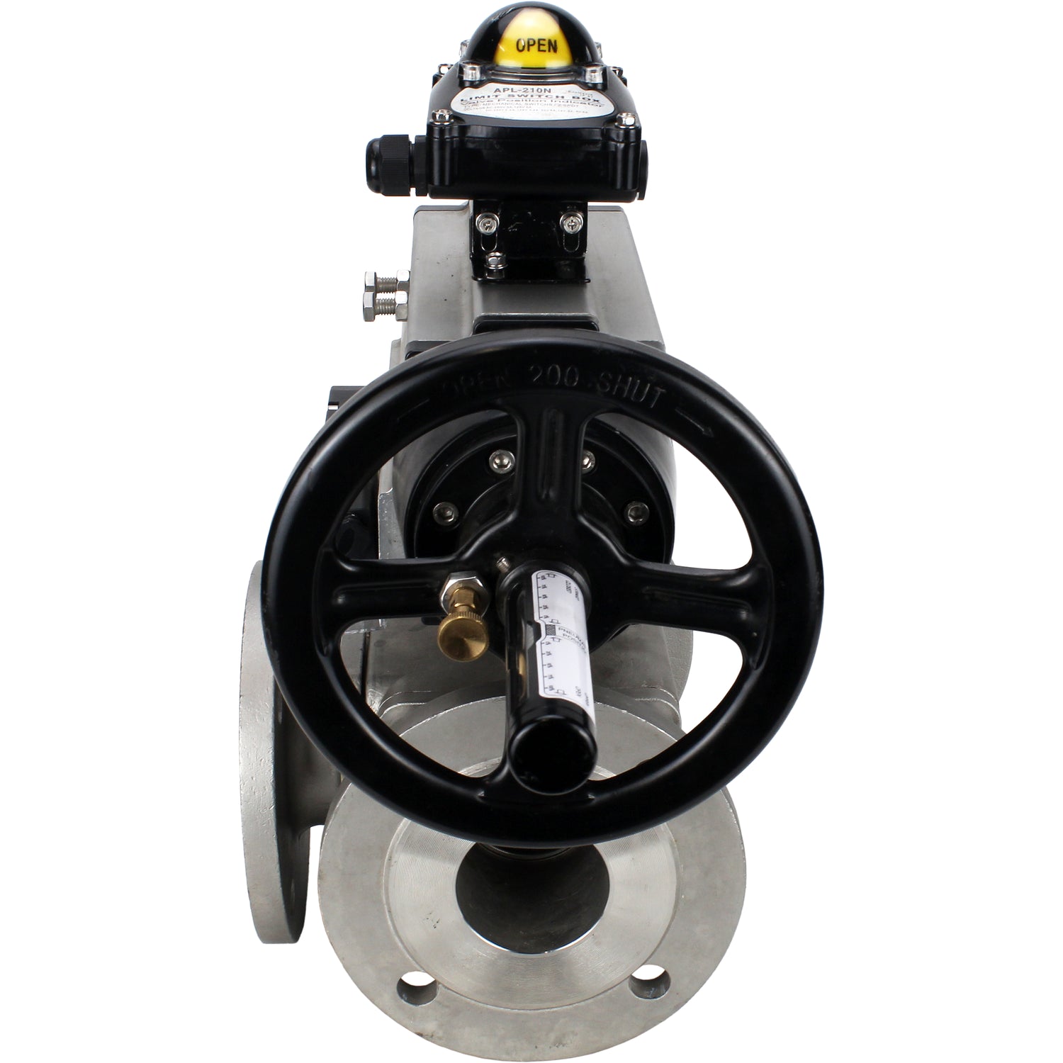 Ball valves Elephant BV3232P(4pc)-FP-3WL-F-ISO-H DN100 16 bar full bore, flanged, body - stainless steel SS316, ISO flange F10/F12, square 19x19, with double pneumatic actuator PA-DA-105-1 action, pneumatic distributor 4M310-08 220V and LSU APL-210N