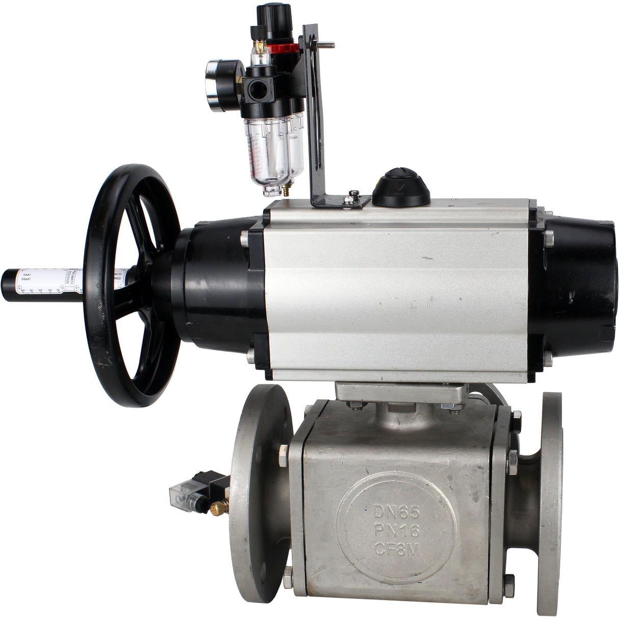 Ball valves Elephant BV3232P(4pc)-FP-3WL-F-ISO-H DN100 16 bar full bore, flanged, body - stainless steel SS316, ISO flange F10/F12, square 19x19, with double pneumatic actuator PA-DA-105-1 action, pneumatic distributor 4V320-8 220V and ATU AFC2000