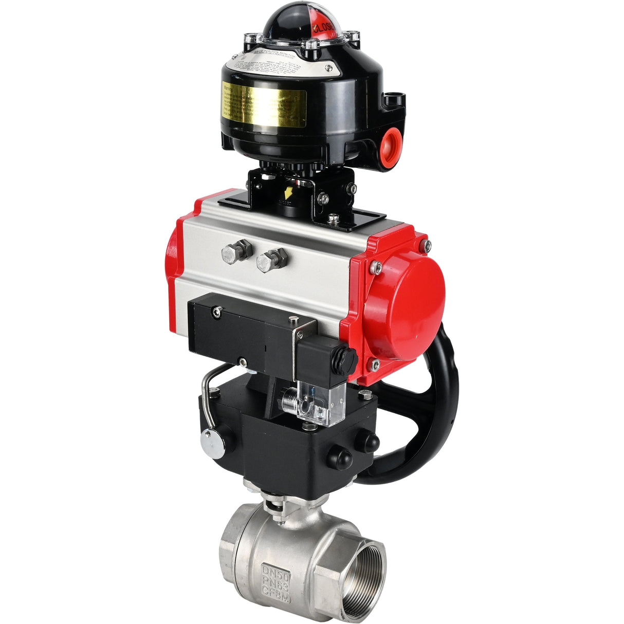 Ball valves Elephant BV3232P(2pc)-FP-T-ISO-H threaded, full bore, stainless steel body. steel SS316, seal - PTFE, with pneumatic drive Elephant PA-DA 052-105 pneumatic distributor 4M310-08 NAMUR 24V gearbox MON LSU APL-510N-EX