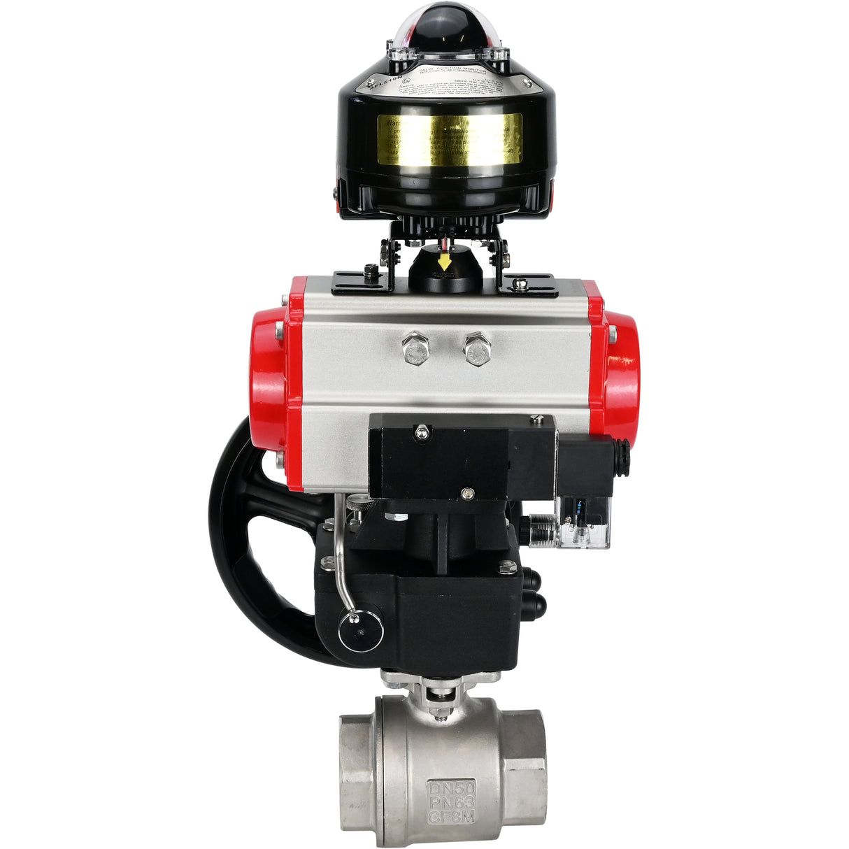 Ball valves Elephant BV3232P(2pc)-FP-T-ISO-H threaded, full bore, stainless steel body. steel SS316, seal - PTFE, with pneumatic drive Elephant PA-DA 052-105 pneumatic distributor 4M310-08 NAMUR 220V gearbox MON LSU APL-510N-EX