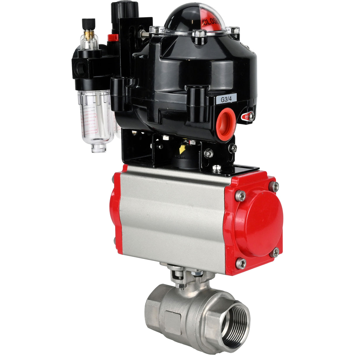 Ball valves Elephant BV3232P(2pc)-FP-T-ISO-H threaded, full bore, stainless steel body. steel SS316, seal - PTFE, with pneumatic drive Elephant PA-DA 052-105 pneumatic distributor 4M310-08 NAMUR 220V ATU AFC2000 LSU APL-510N-EX