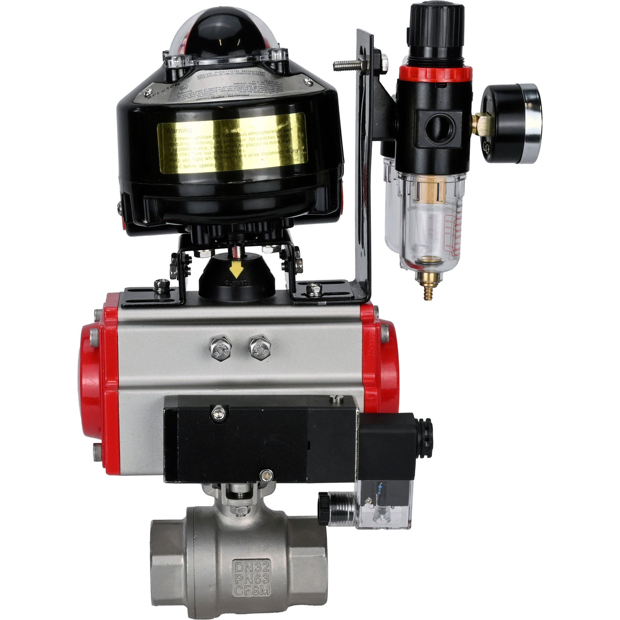 Ball valves Elephant BV3232P(2pc)-FP-T-ISO-H threaded, full bore, stainless steel body. steel SS316, seal - PTFE, with pneumatic drive Elephant PA-DA 052-105 pneumatic distributor 4M310-08 NAMUR 220V ATU AFC2000 LSU APL-510N-EX