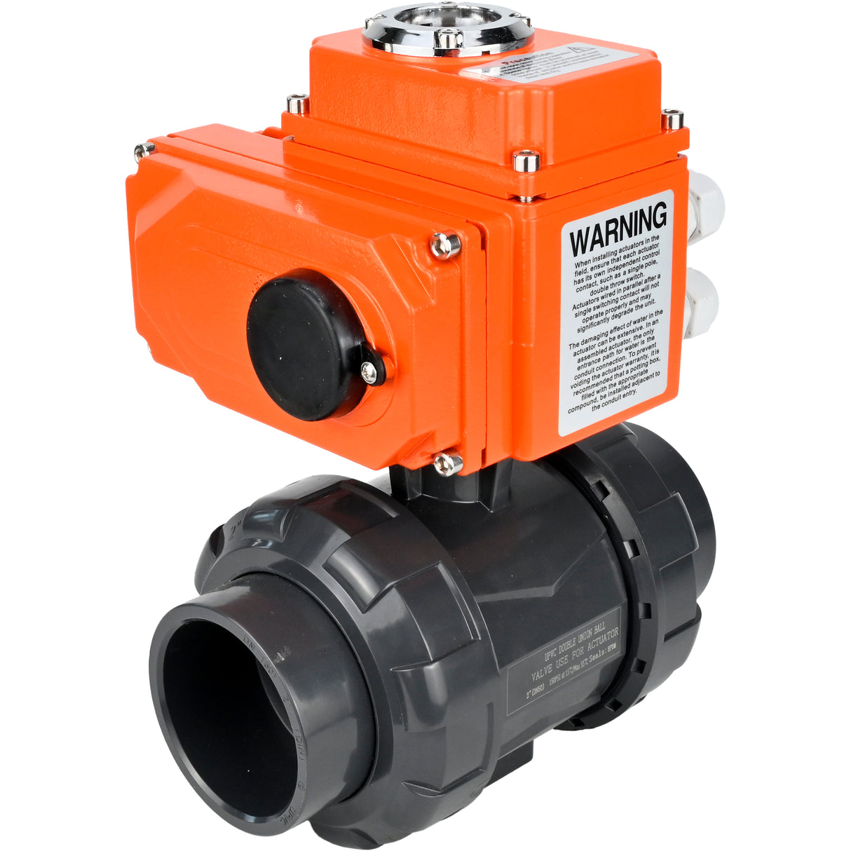 Ball valves Elephant BV4242E-FP-GRM-ISO, body material - UPVC, ball material - UPVC, seal - EPDM, with quarter-turn actuator QT-N-EM-O1-220VAC-U1 220V HARK