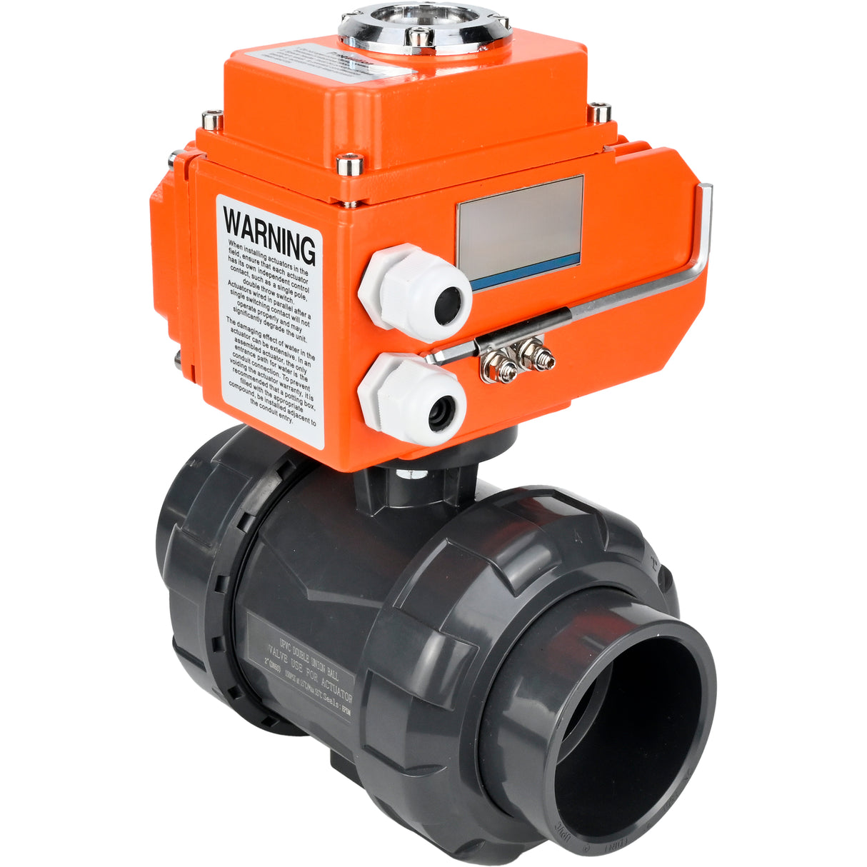 Ball valves Elephant BV4242E-FP-GRM-ISO, body material - UPVC, ball material - UPVC, seal - EPDM, with quarter-turn actuator QT-N-EM-O1-220VAC-U1 220V HARK