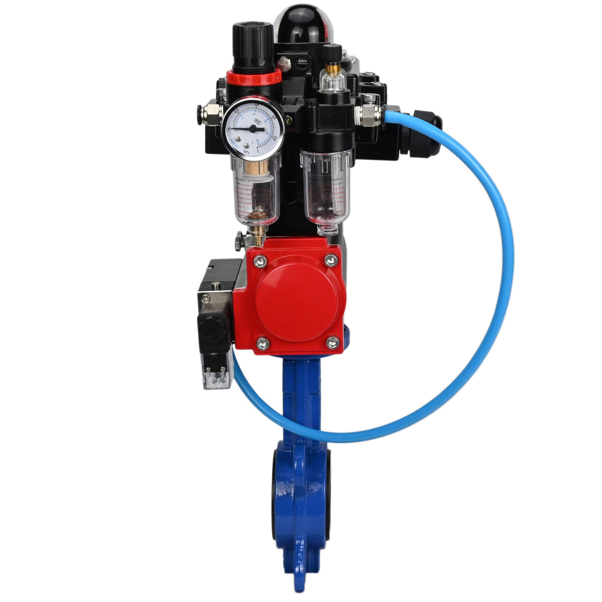 Water butterfly valve Elephant GGG50-GGG40-EPDM body material - cast iron GGG50, disk material - cast iron GGG40, seal - EPDM with pneumatic actuator Elephant SA, pneumatic distributor 4M310-08 24V, limit switch block APL-410N EX and air filter AFC2000