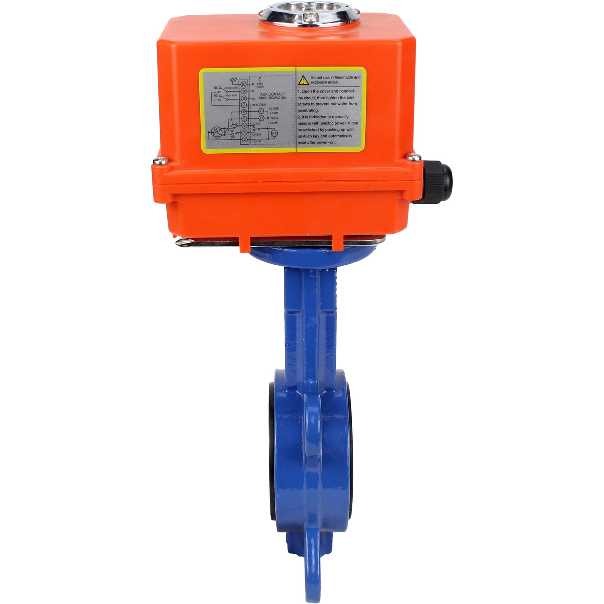 Válvula de mariposa de agua Elephant GGG50-316L-EPDM, material del cuerpo: hierro fundido GGG50, material del disco: acero inoxidable 316L, junta: EPDM con actuador eléctrico Elephant 220V