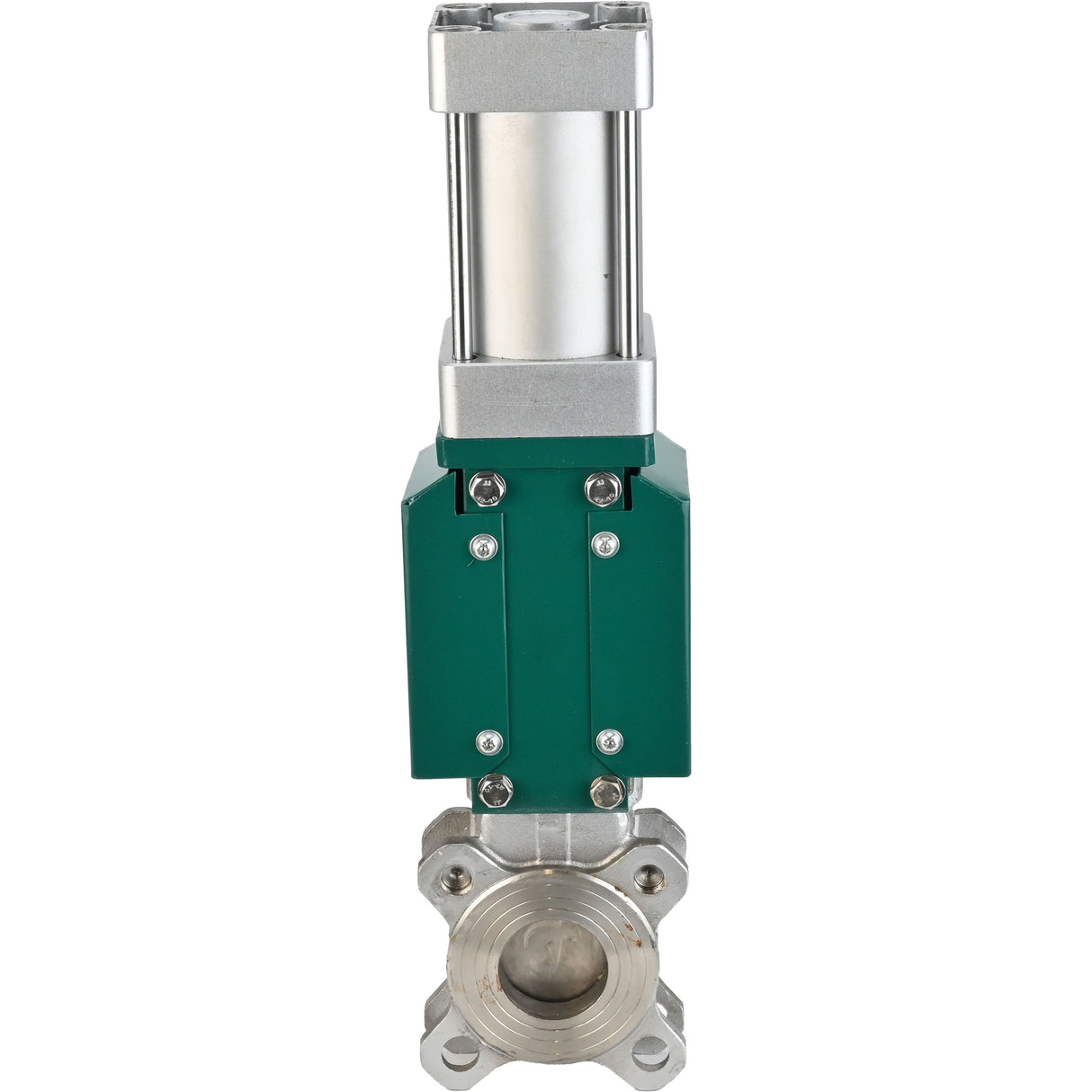 Vanne à guillotine Elephant GVKR3131E-2W-Fb-2P, matériau du corps - acier inoxydable AISI 304, matériau du couteau - acier inoxydable AISI 304, joint - EPDM, actionneur pneumatique