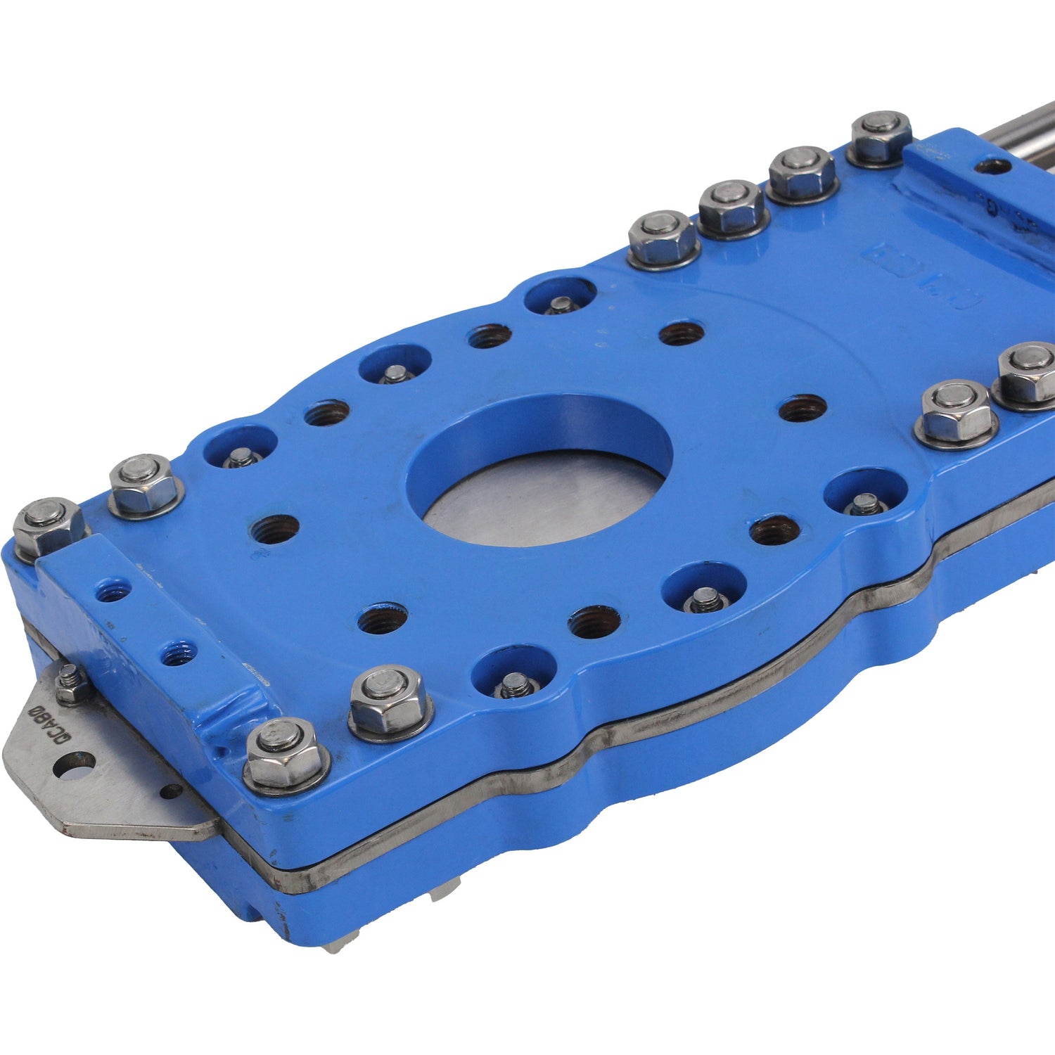 Vanne à guillotine avec lame traversante Elephant GVKRT3431N-2W-Fb-S, matériau du corps - acier au carbone A216, matériau du couteau - acier inoxydable AISI 304, joint - NBR, volant