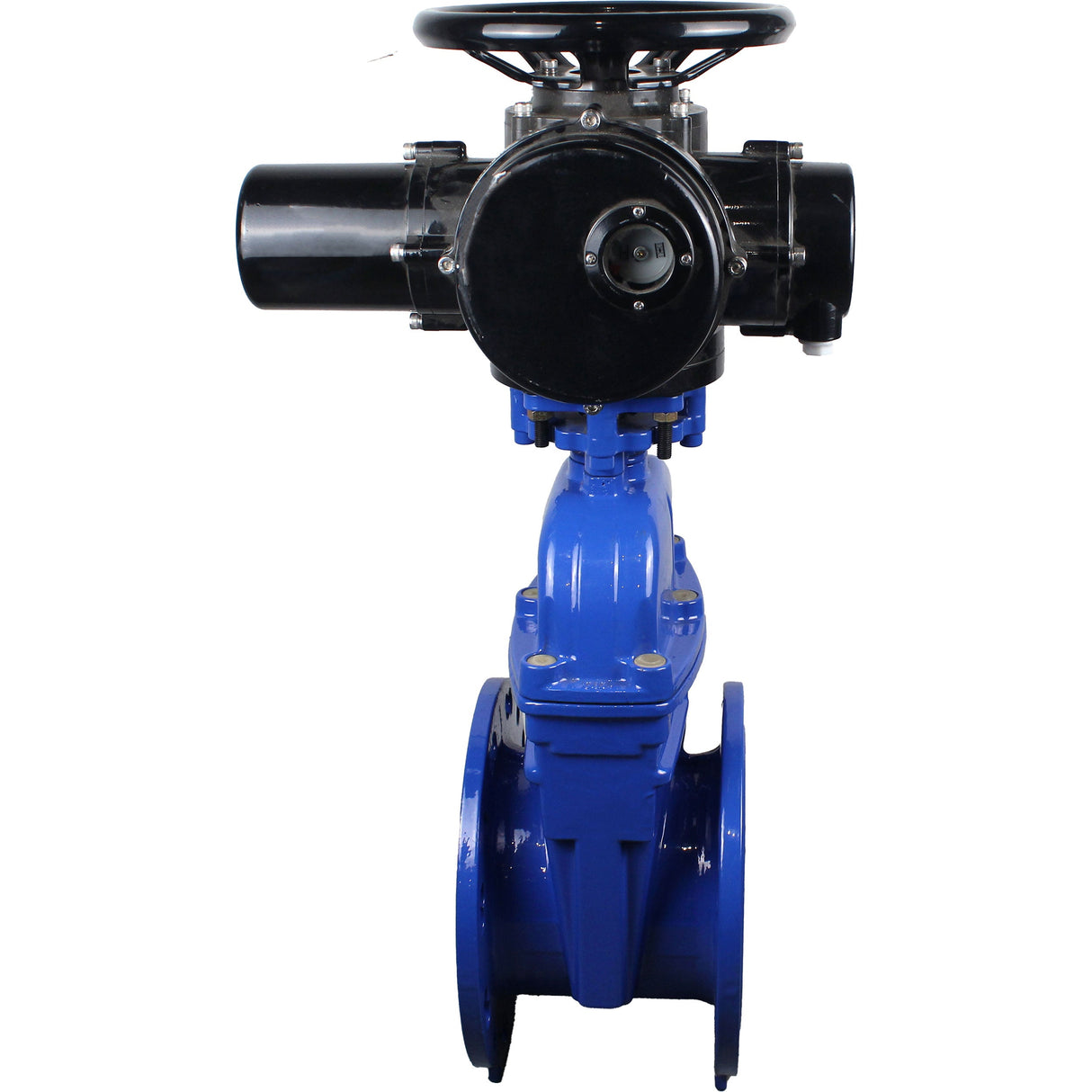 Wedge valves Elephant GVWN1414E-2W-F flanged, wedge - rubber-coated, spindle - non-retractable, body - cast iron, seal - EPDM, with OST flange with multi-turn electric drive MT-N-EM-O2-380VAC-U1 five-jaw