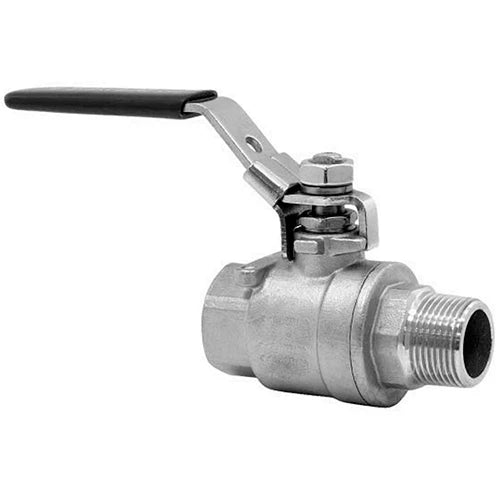 Ball valves Elephant BV3131P(2pc)-FP-T-H DN15-50 63/40 bar AISI 304 stainless steel, full bore, internal thread/external thread, PTFE seal, lever handle