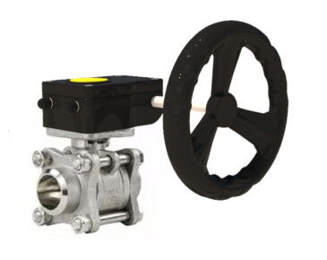 Válvula de bola de acero inoxidable Elephant BVPP 316.200-ISO 914 PSI para soldar, paso completo, material del cuerpo - acero inoxidable AISI 316, con brida ISO y reductor Elephant HAM-1